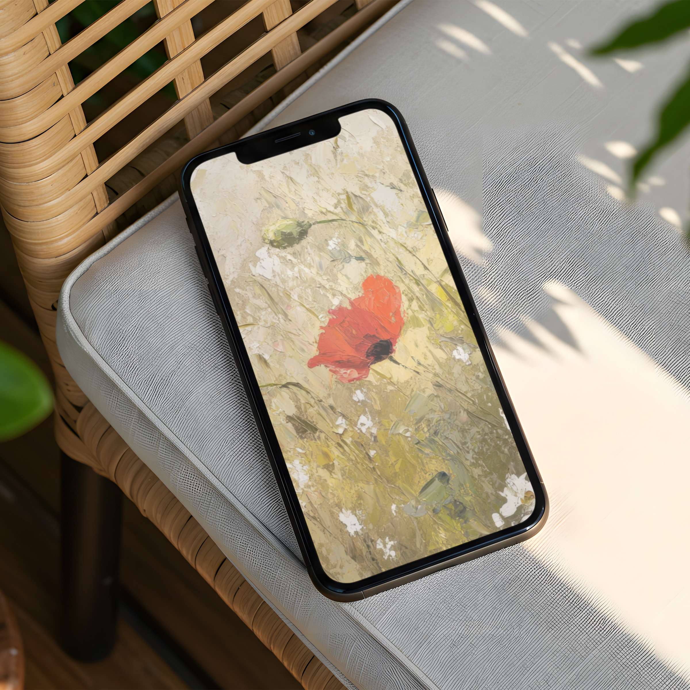 Elegant iPhone background with serene floral art for instant download fits any phone soothing natural tones inspire calm