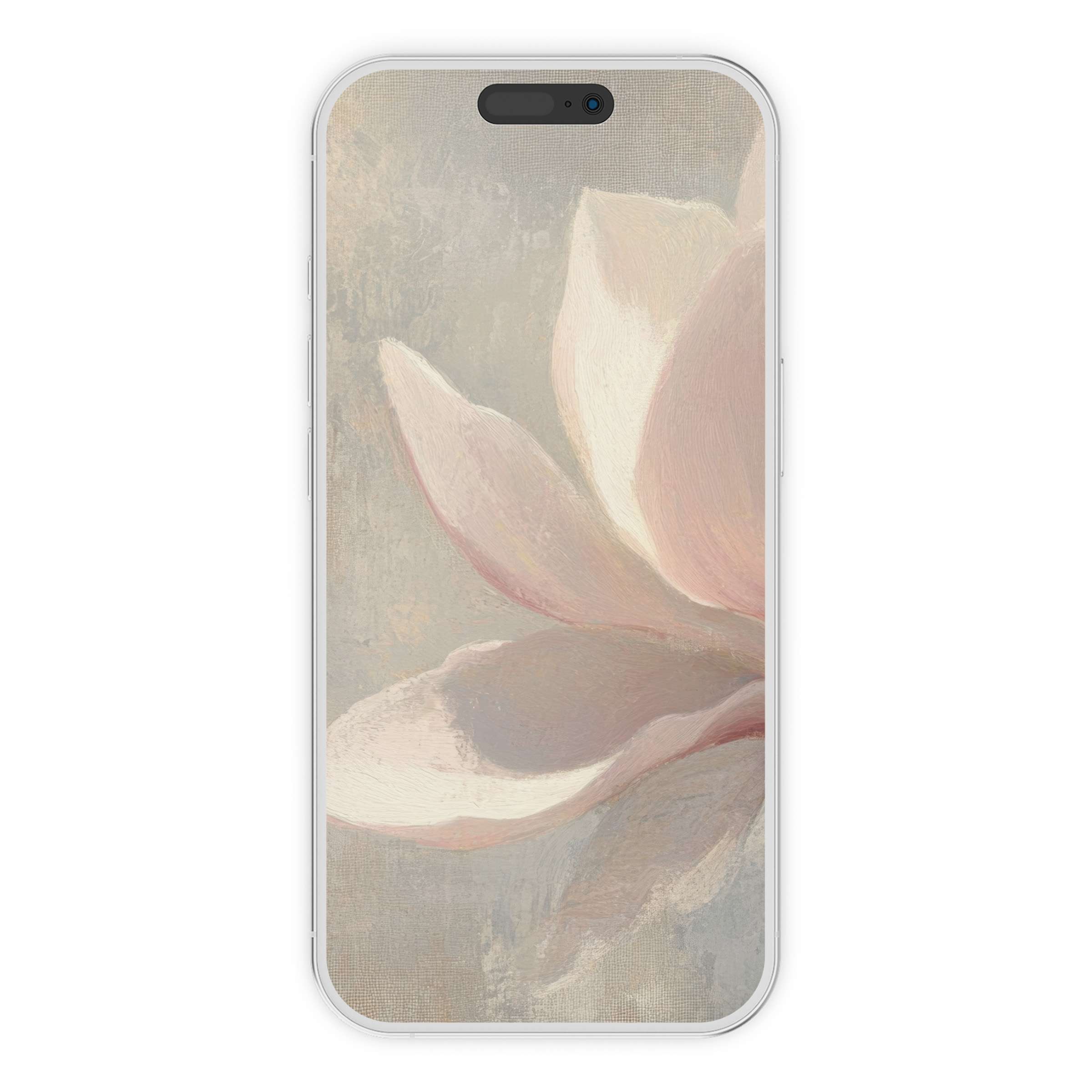 Elegant spring iPhone wallpaper featuring soft pink petals on a textured background digital download for calming phone aesthetics