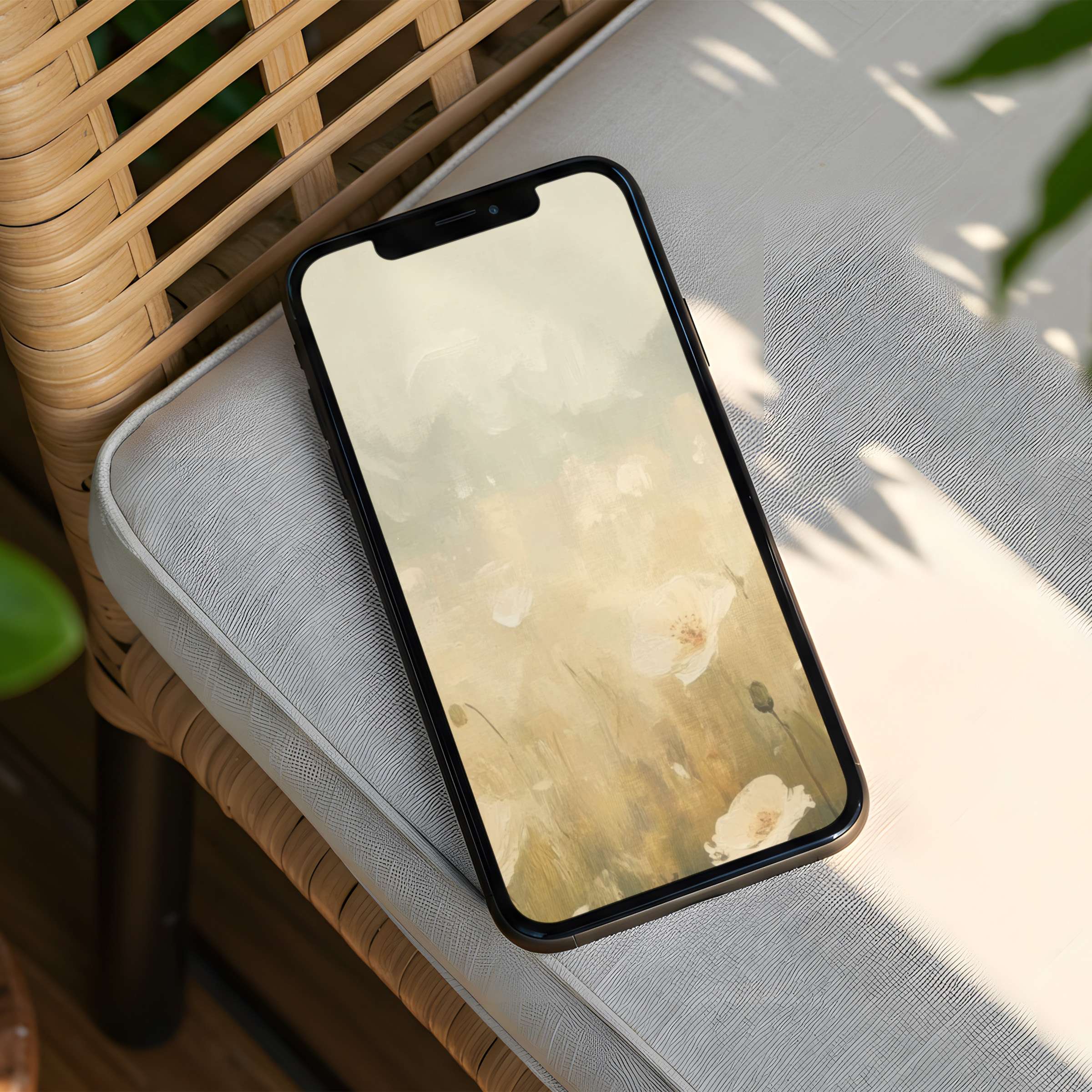 Serene abstract floral iPhone background in gentle beige tones for instant download inspires calm and elegance on any phone
