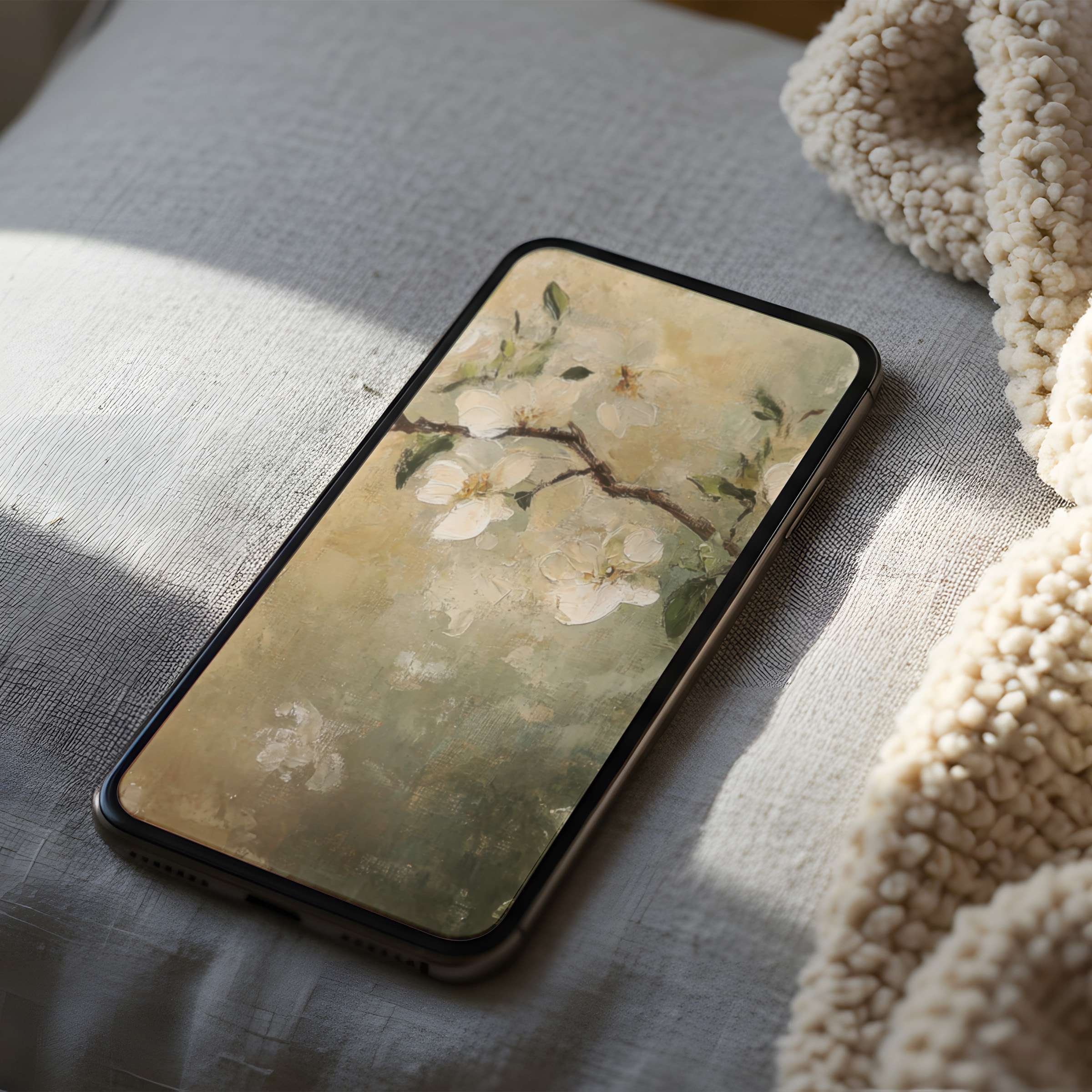 Elegant floral phone wallpaper with soft, earthy tones offers a calming escape for iPhone and Android users with high-resolution download