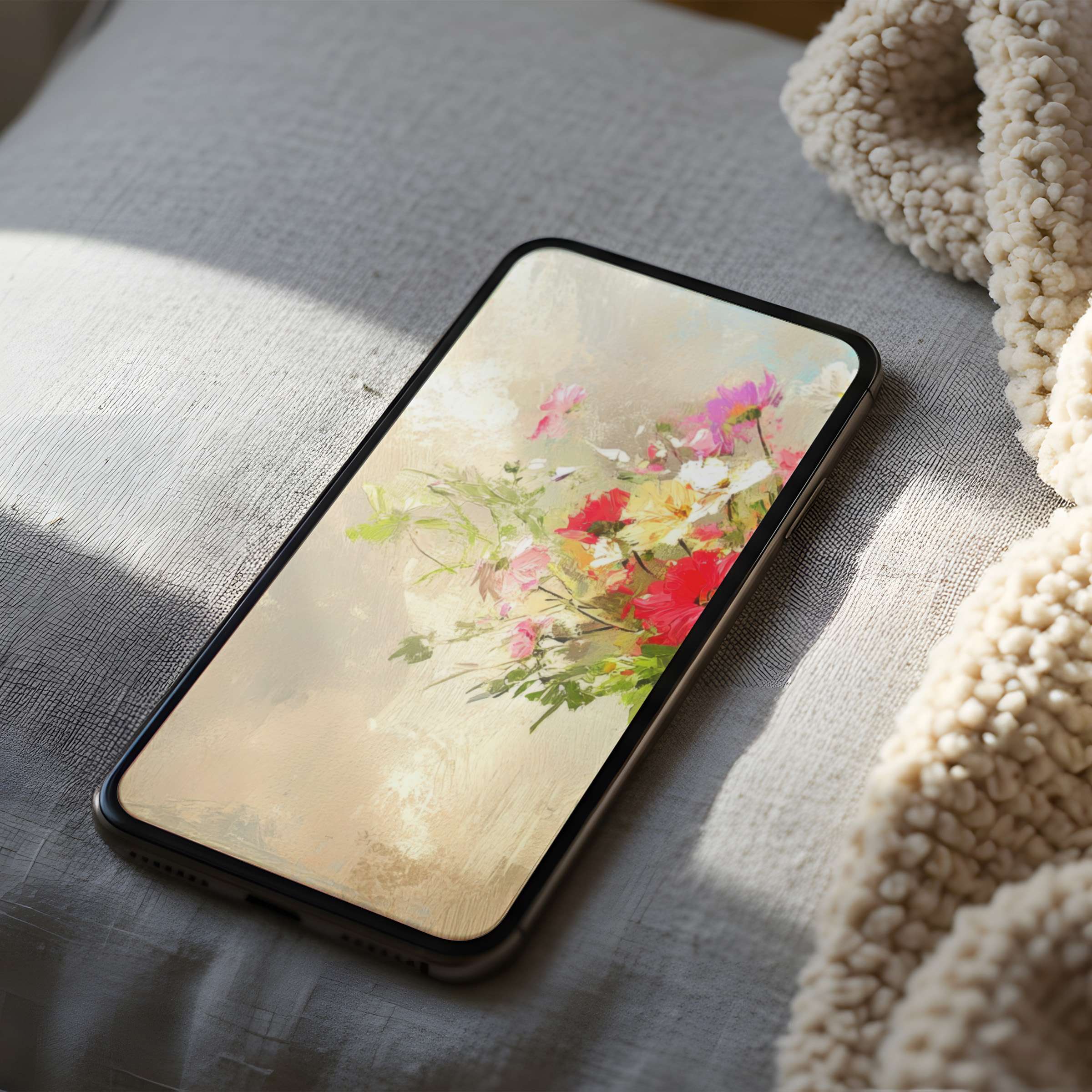 Vibrant floral abstract phone wallpaper blends soft pastels with bold hues on high resolution, perfect for iPhone and android digital downloads
