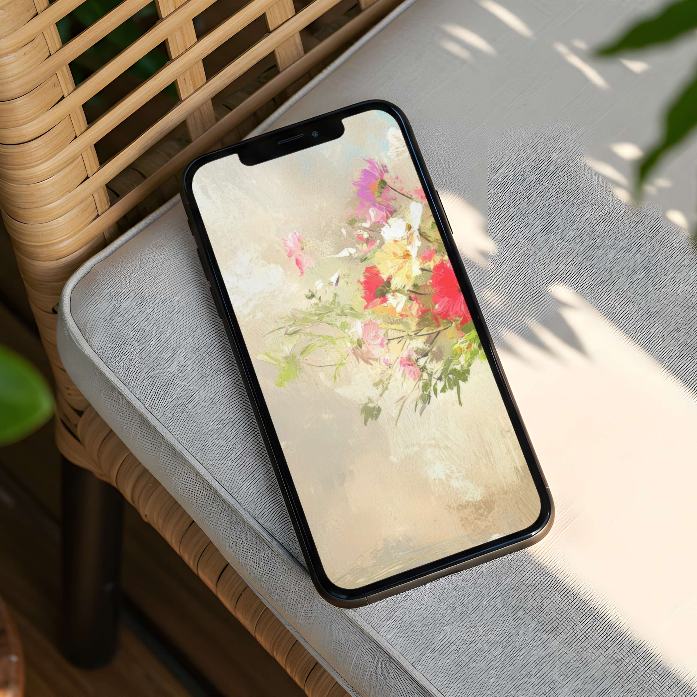 Elegant floral iPhone background with pastel hues evokes calm and mindfulness instant download for phones enhancing your space