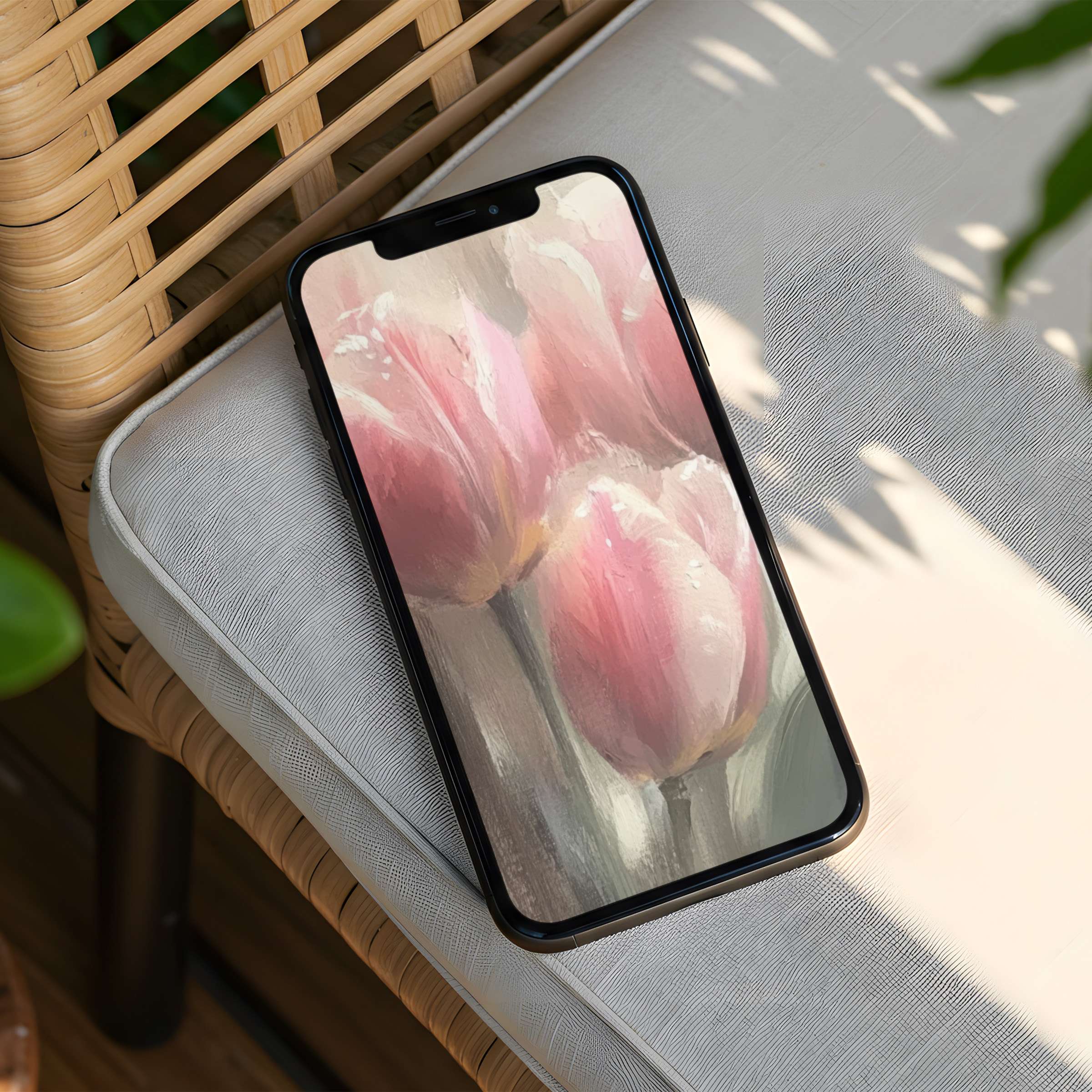 Elegant pink tulips on iPhone background inspire calm and mindfulness with an instant download for any phone user