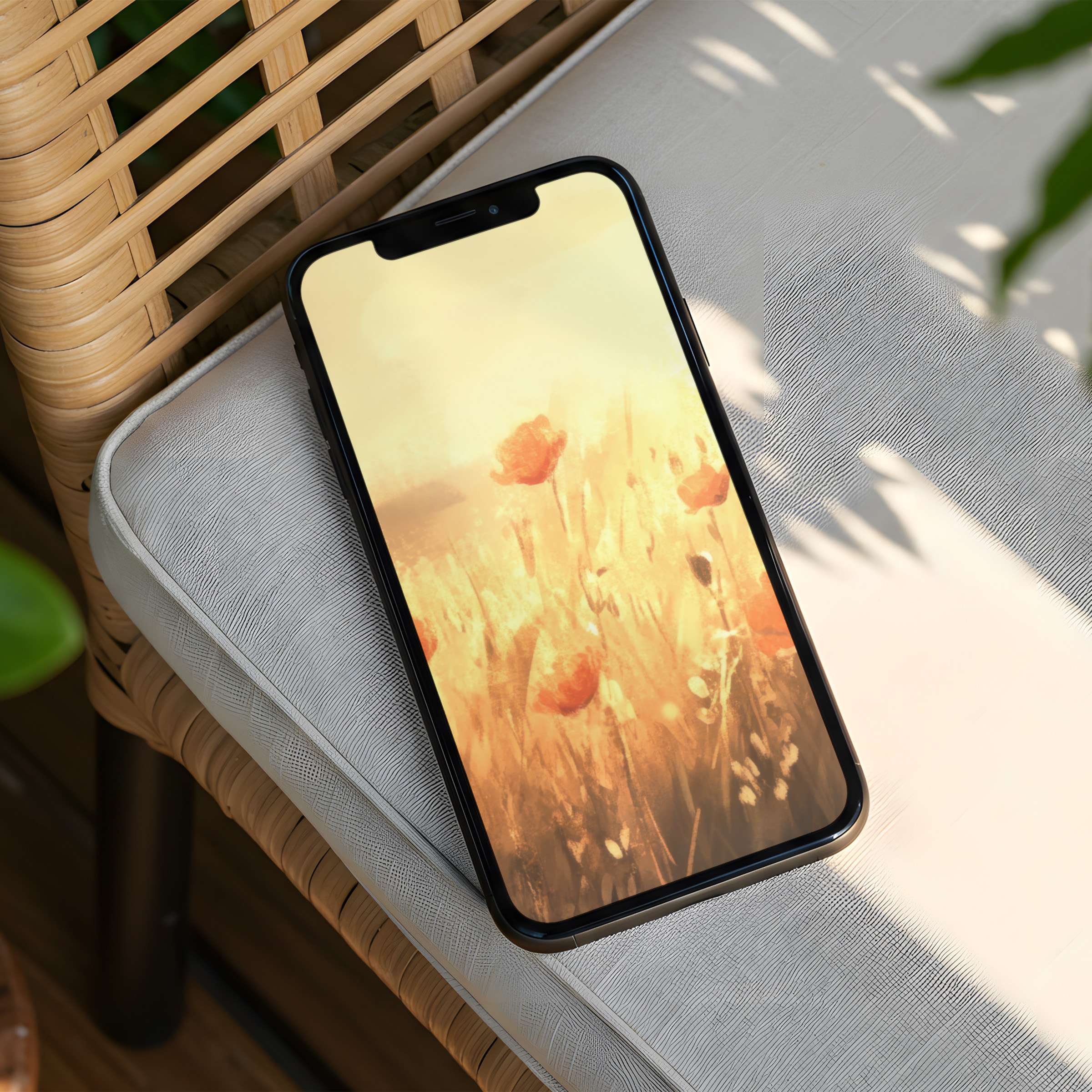 iPhone background art with soft pastel poppies inspires calm elegance and mindfulness instant download for phone aesthetics and design