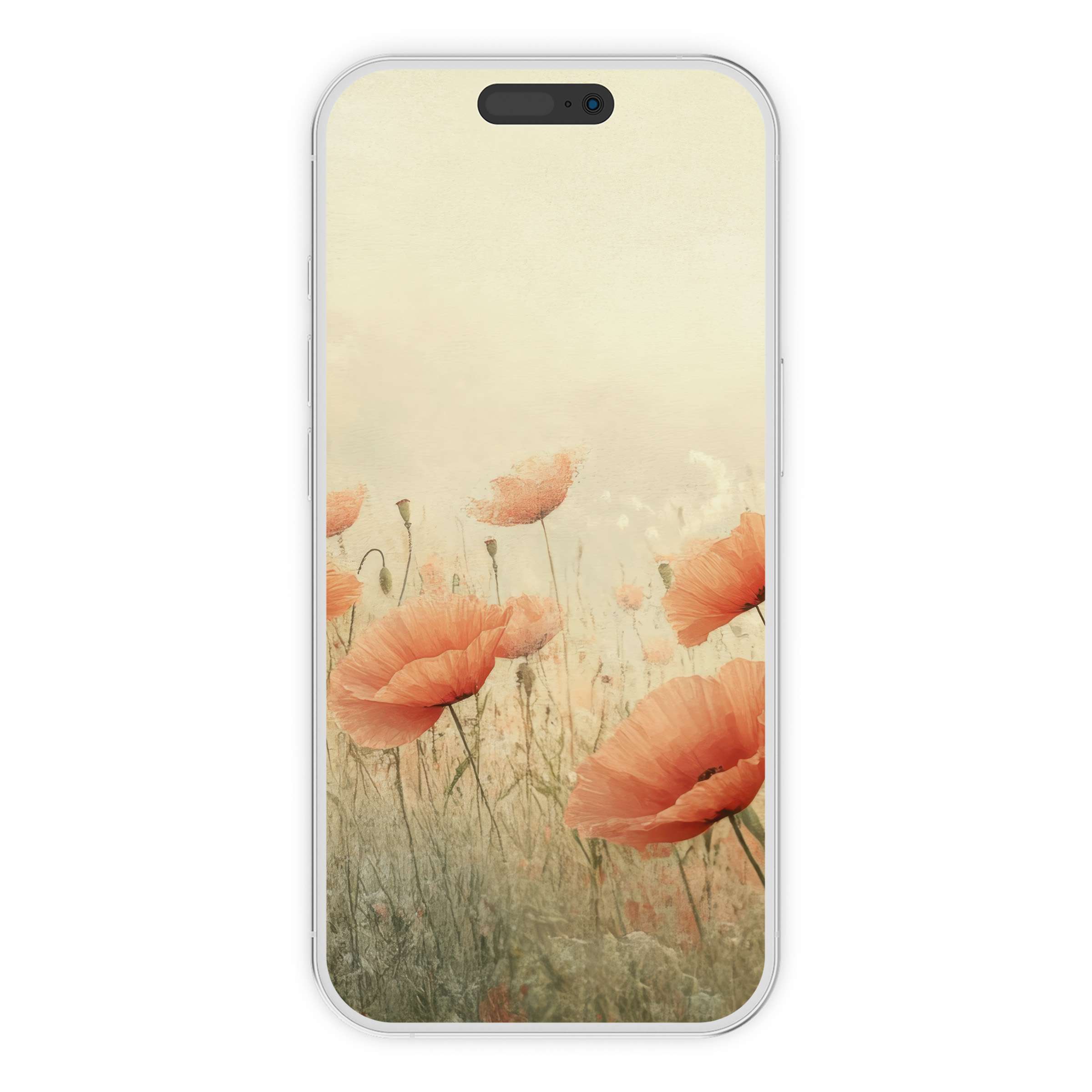 Spring iPhone wallpaper with elegant poppies creating a serene phone background for digital download, perfect for any device