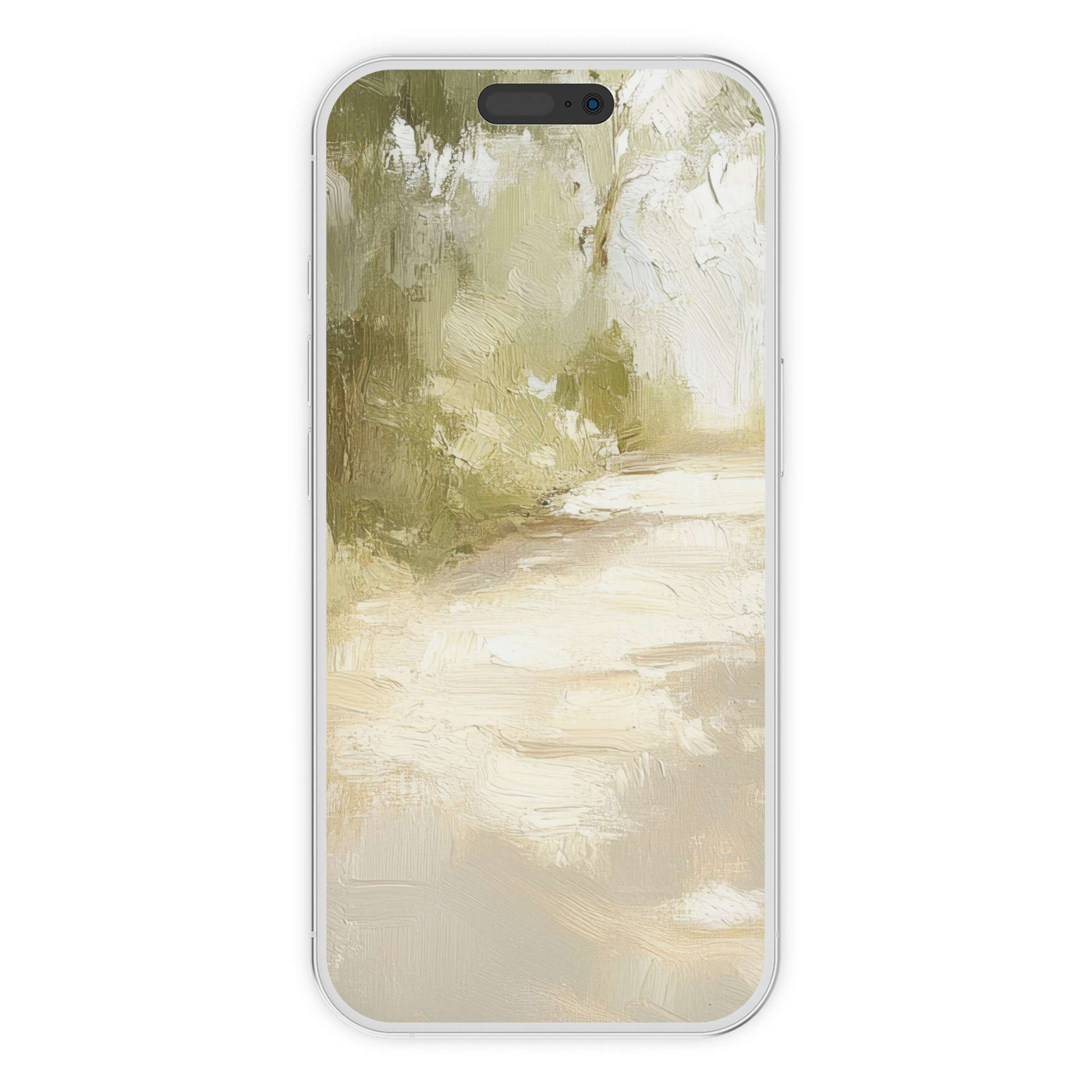 Elegant spring iPhone wallpaper captures serene brushstrokes in earthy tones, ideal phone background for digital download aesthetics