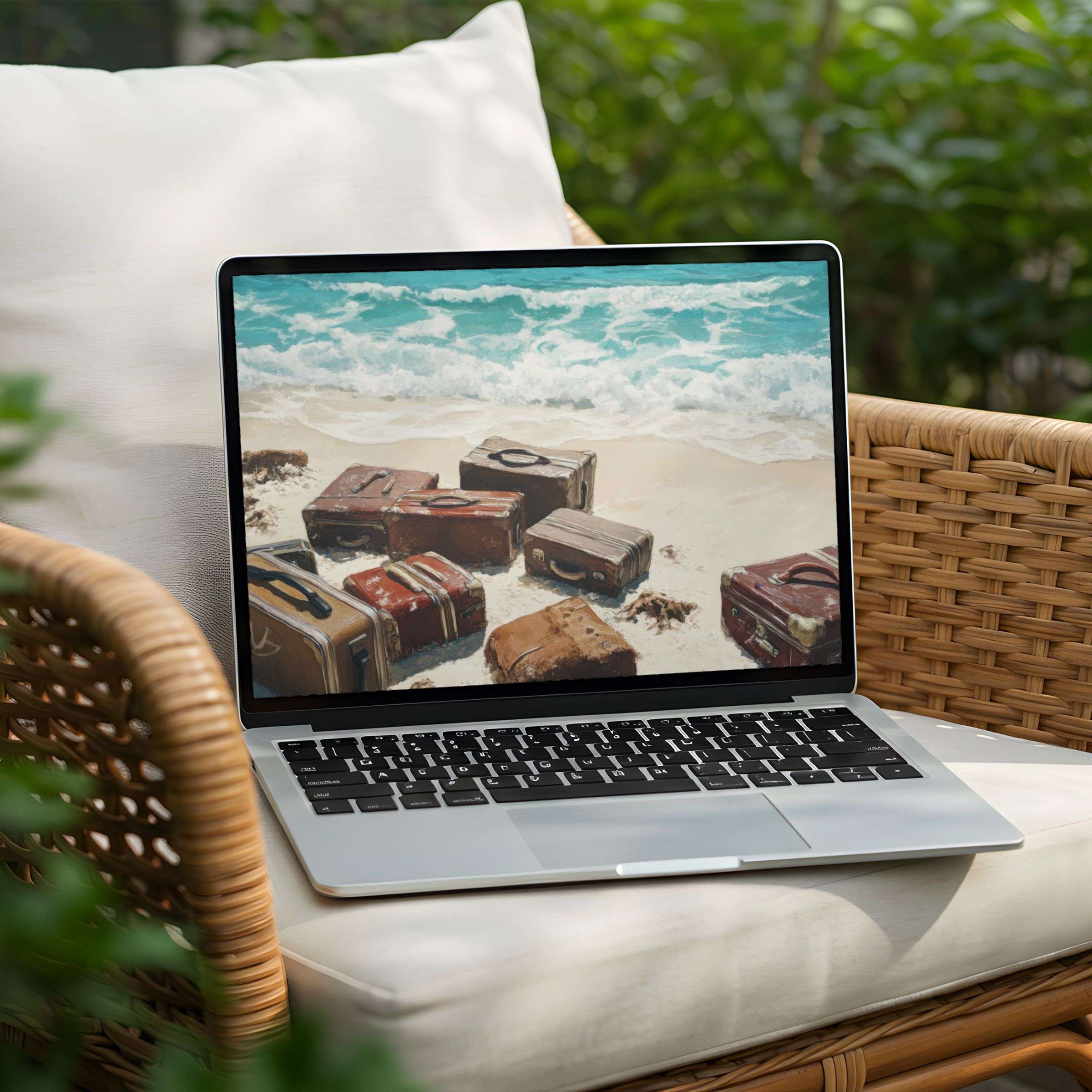 Elegant beach-inspired desktop background for PC and Laptop, available for instant download for a calm, mindful workspace
