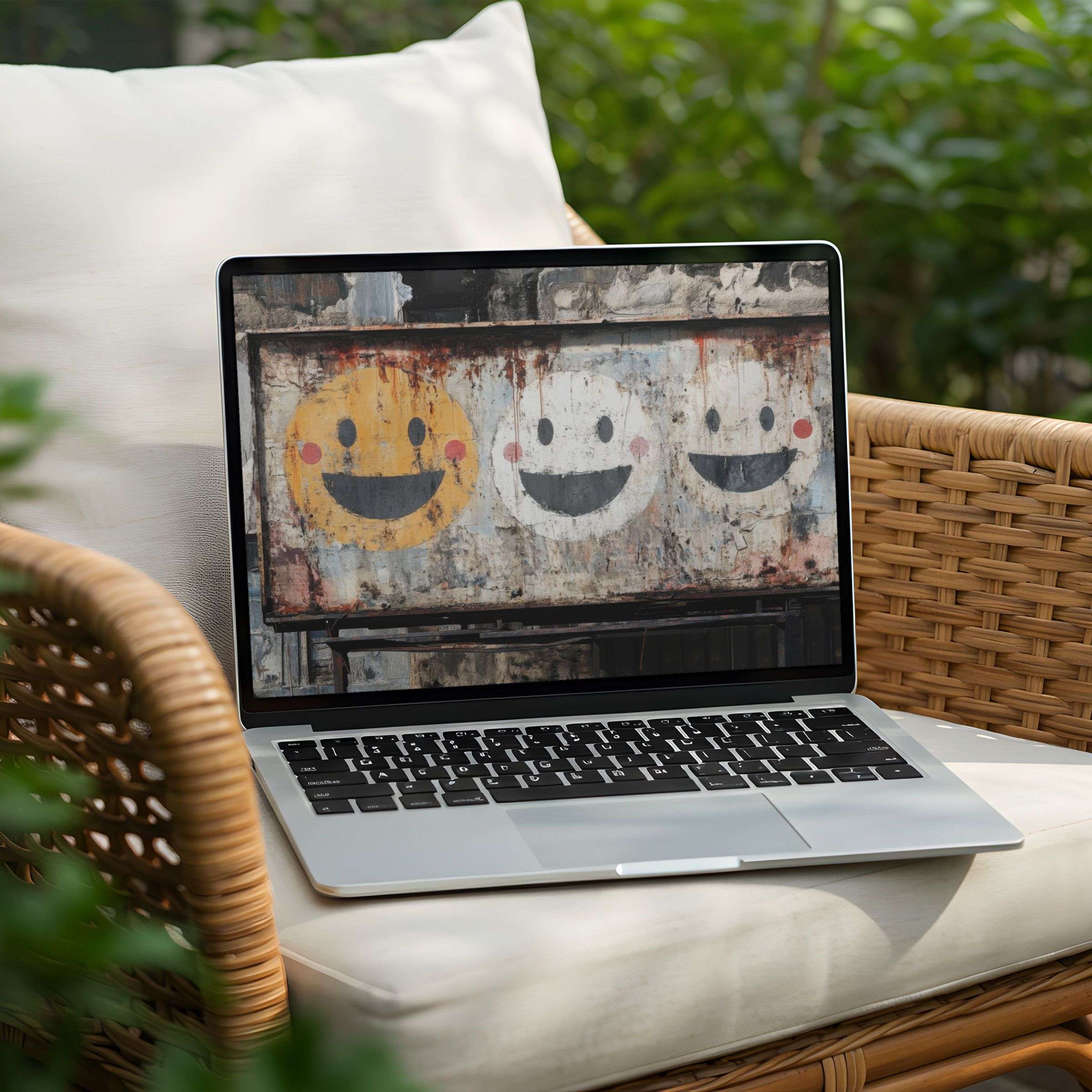 Inspirational desktop background for PC and Laptop with smiling art evokes calm elegance available for instant download