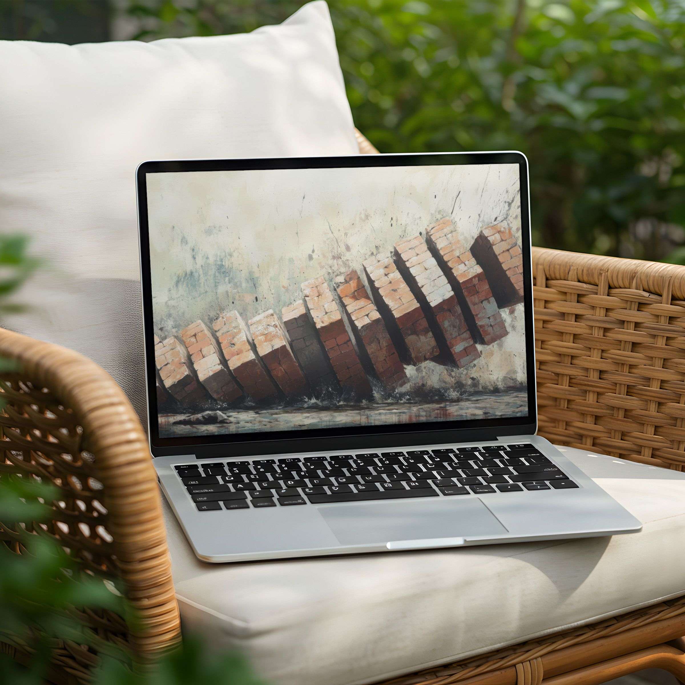 Inspire your senses with an elegant desktop background for PC or Laptop instant download serene watercolor brick art design