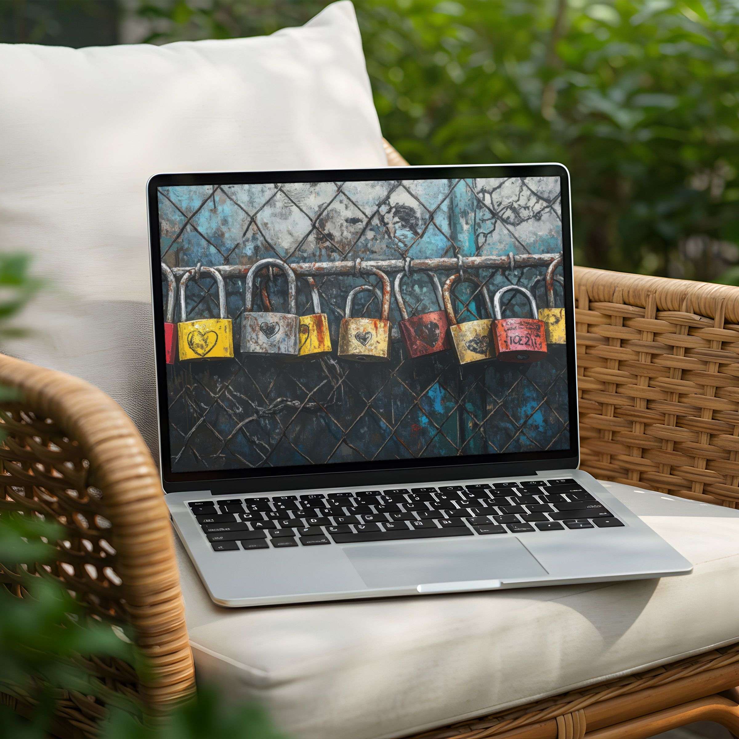 Download this calming desktop background for PC or Laptop inspiring mindfulness with textured padlocks in soothing shades