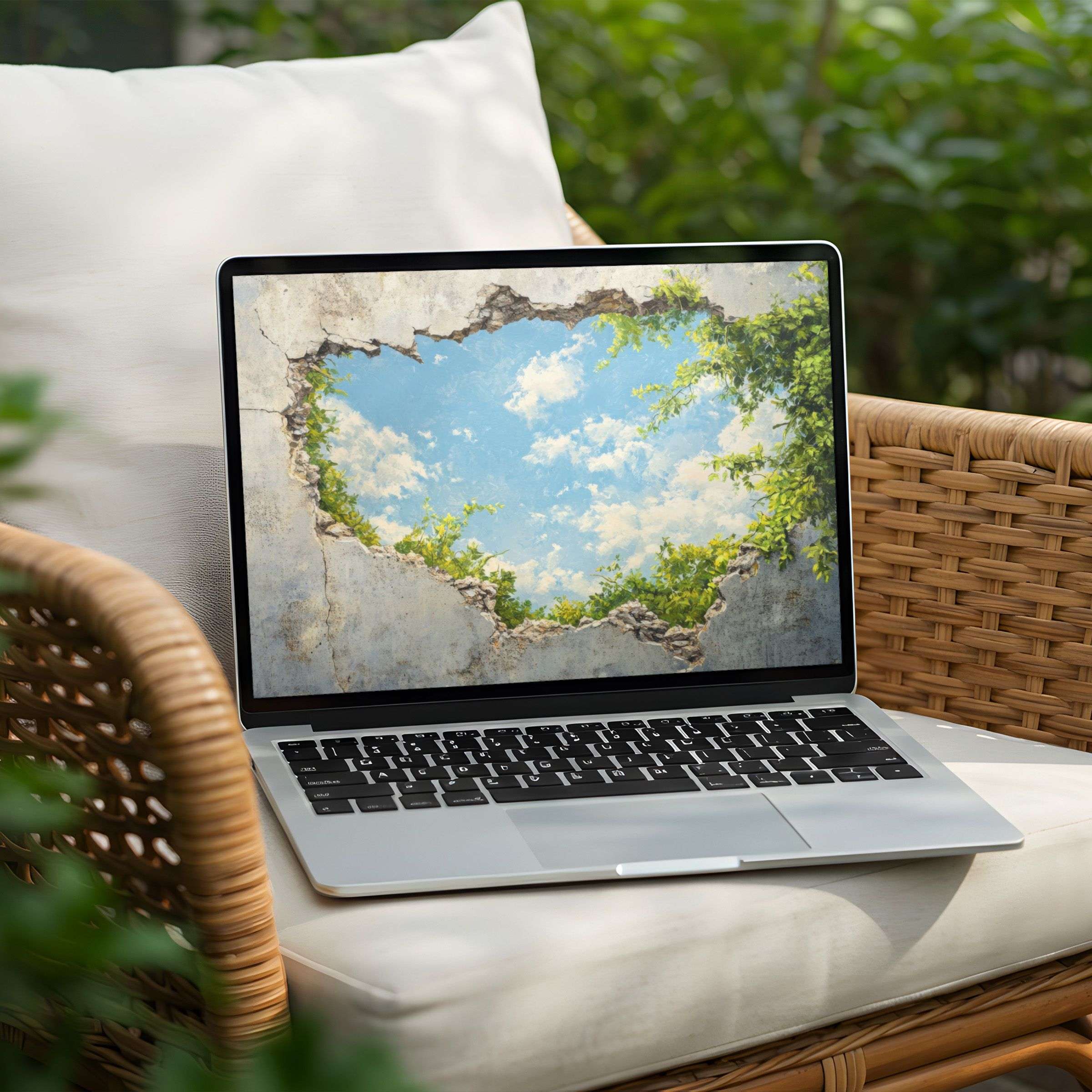 Elegant "desktop background" for PC and Laptop, featuring serene sky and greenery, offering instant download for mindfulness and inspiration