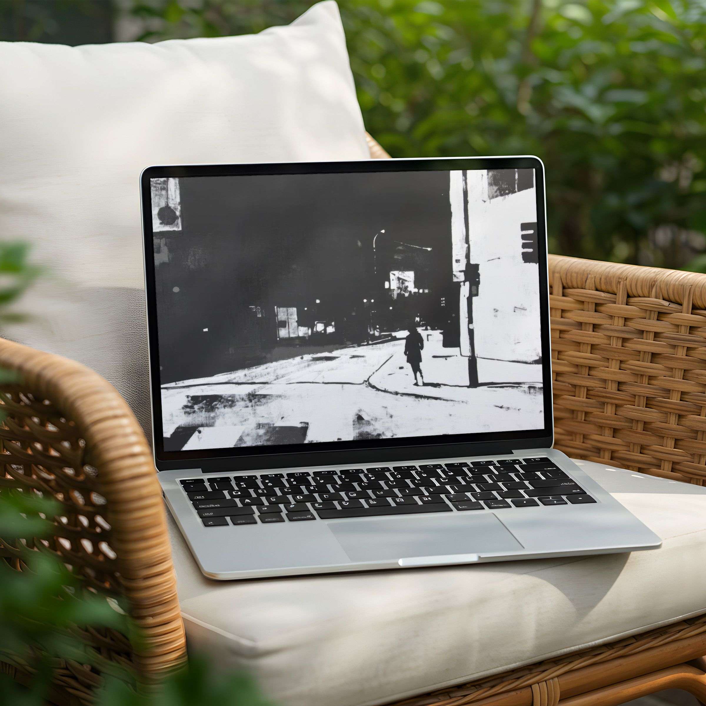 Elevate your PC or Laptop with this black and white urban scene desktop background for an instant download of calm inspiration