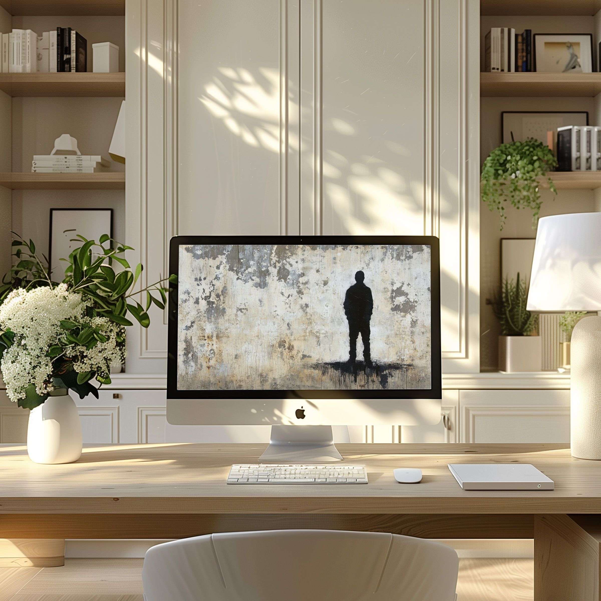 Inspire calm elegance with this minimal silhouette wallpaper for computer, PC, and laptop perfect for your modern home office setup