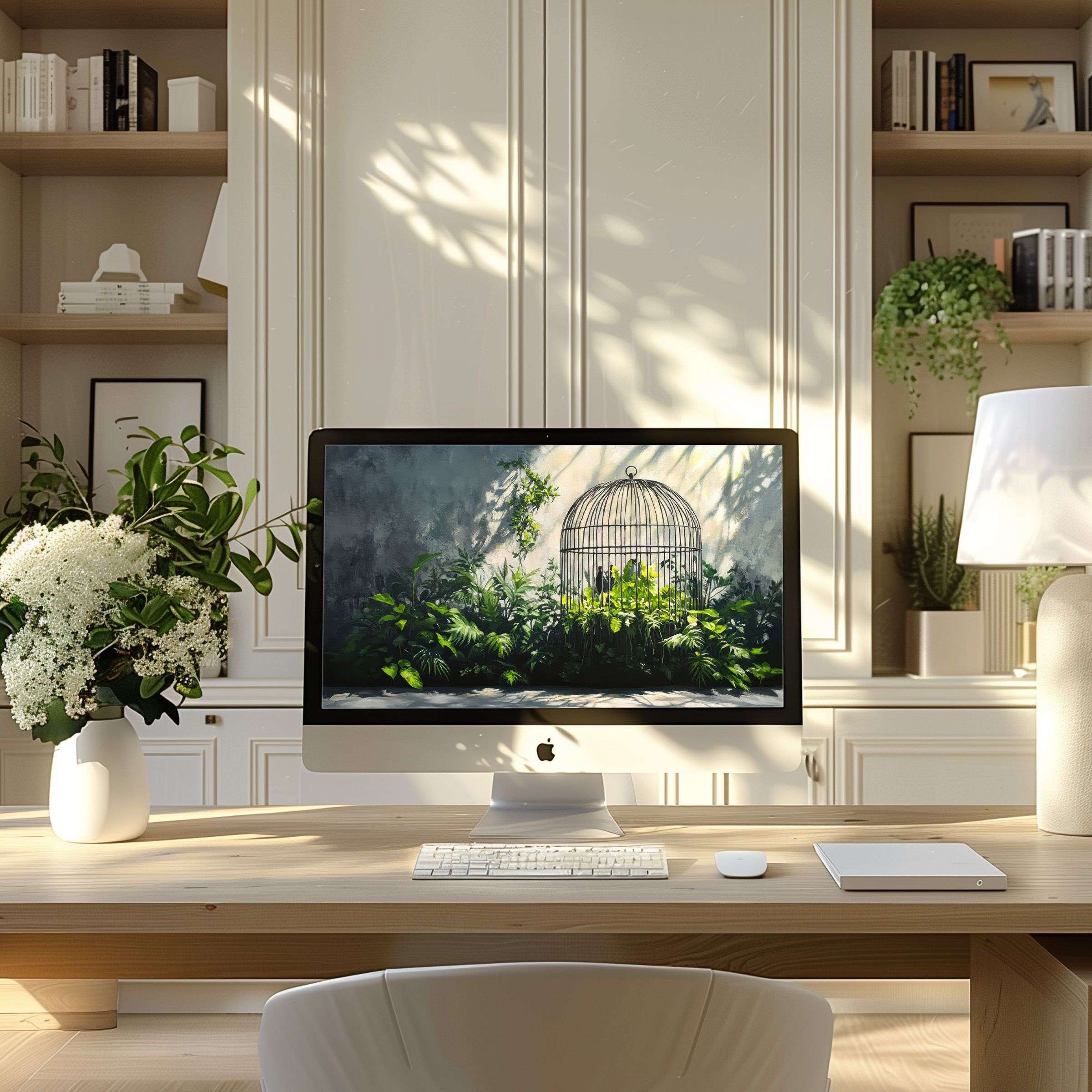 Serene nature wallpaper for computer brings elegance to your modern home office on PC or laptop invigorating calm and inspiration