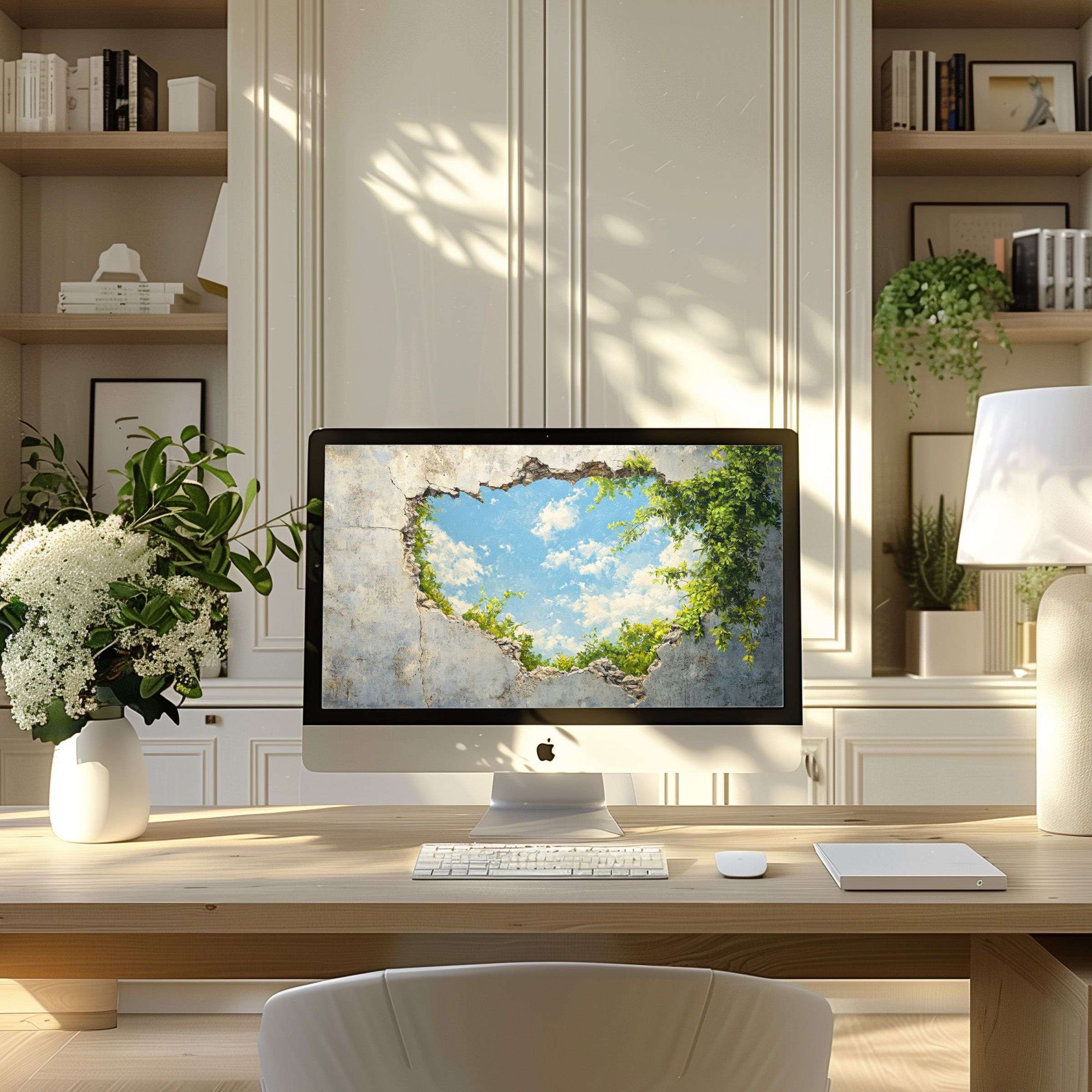 Elegant wallpaper for computer and laptop with sky motif brings calm and inspiration to modern PC setup digital download