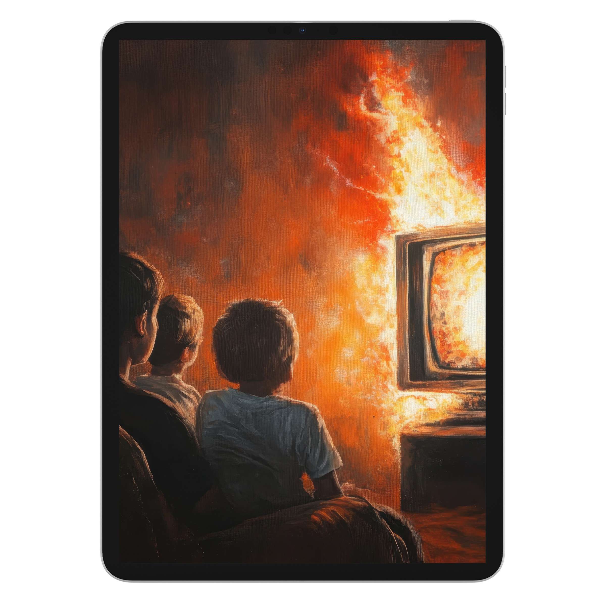 Street art iPad wallpaper with vivid fiery hues creates an inspiring digital download background for tablets including Samsung and Android