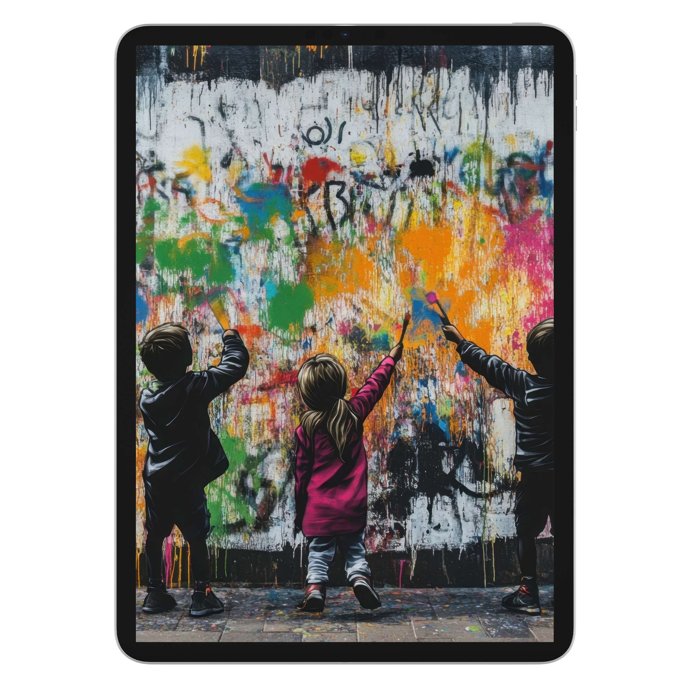 Colorful street art iPad wallpaper digital download for a vibrant tablet background capturing creative energy and urban style