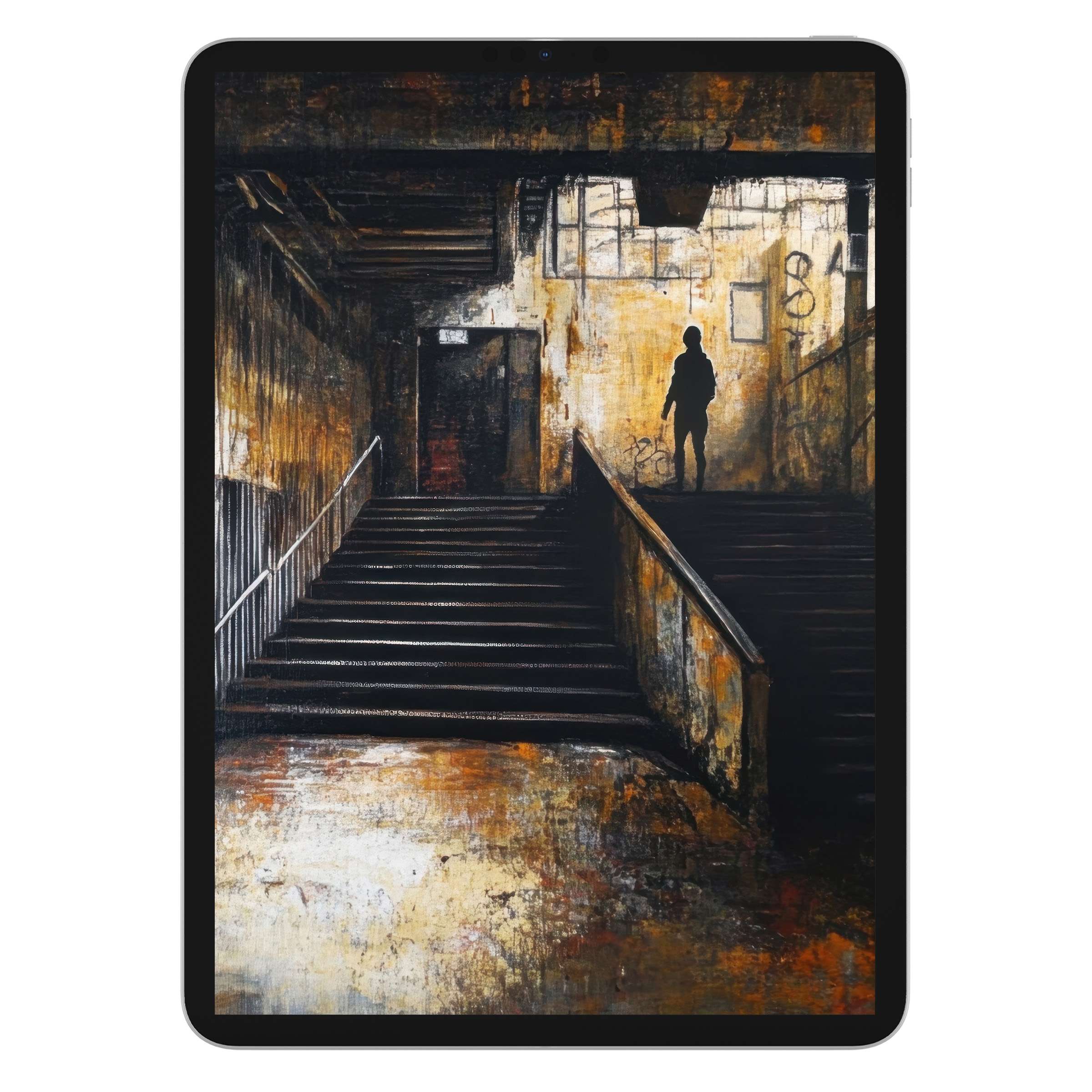 Rustic street art iPad wallpaper with moody textures creates an elegant digital download background for any tablet user