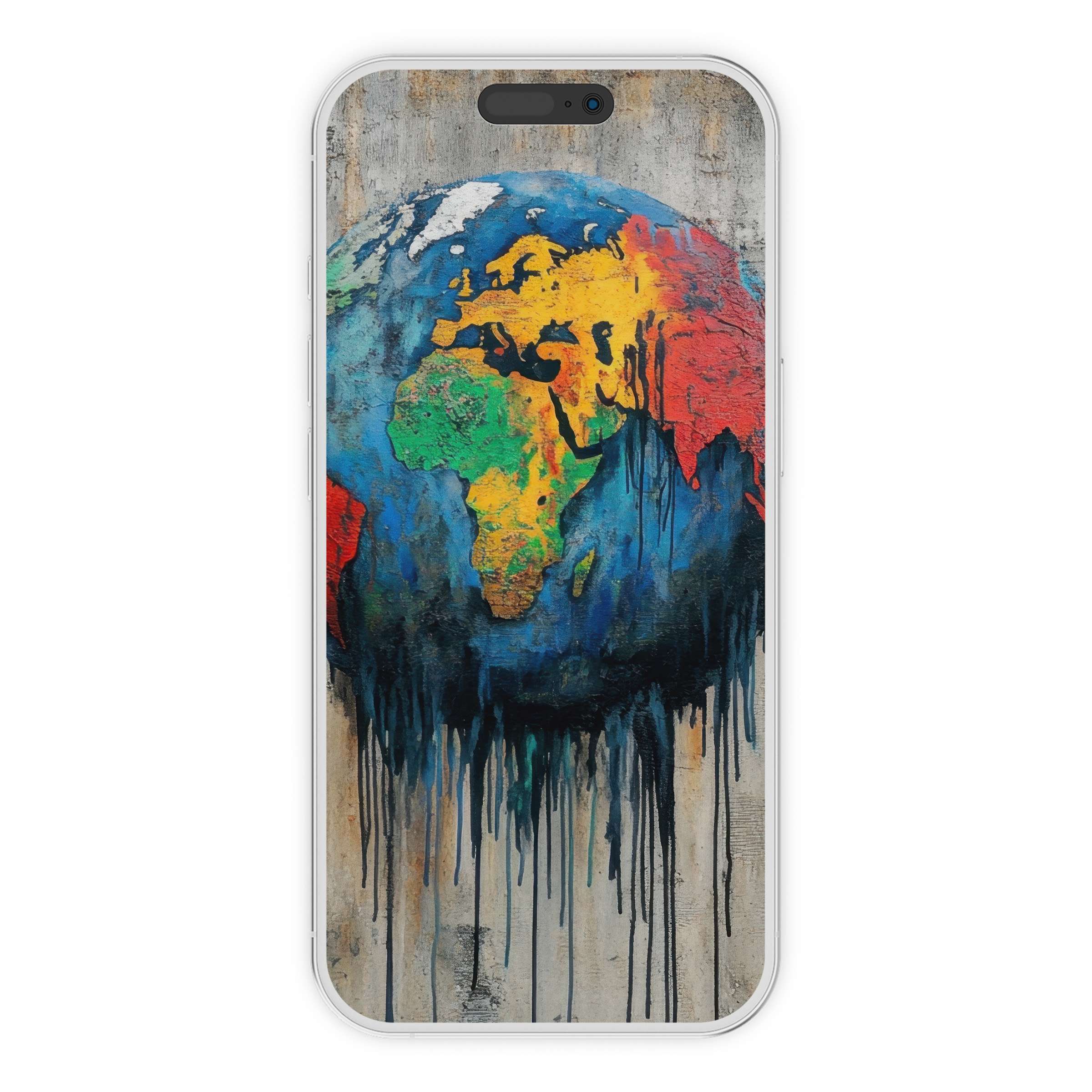 Street art iPhone wallpaper featuring vibrant earth design, perfect digital download for phone background, evokes creativity and calm