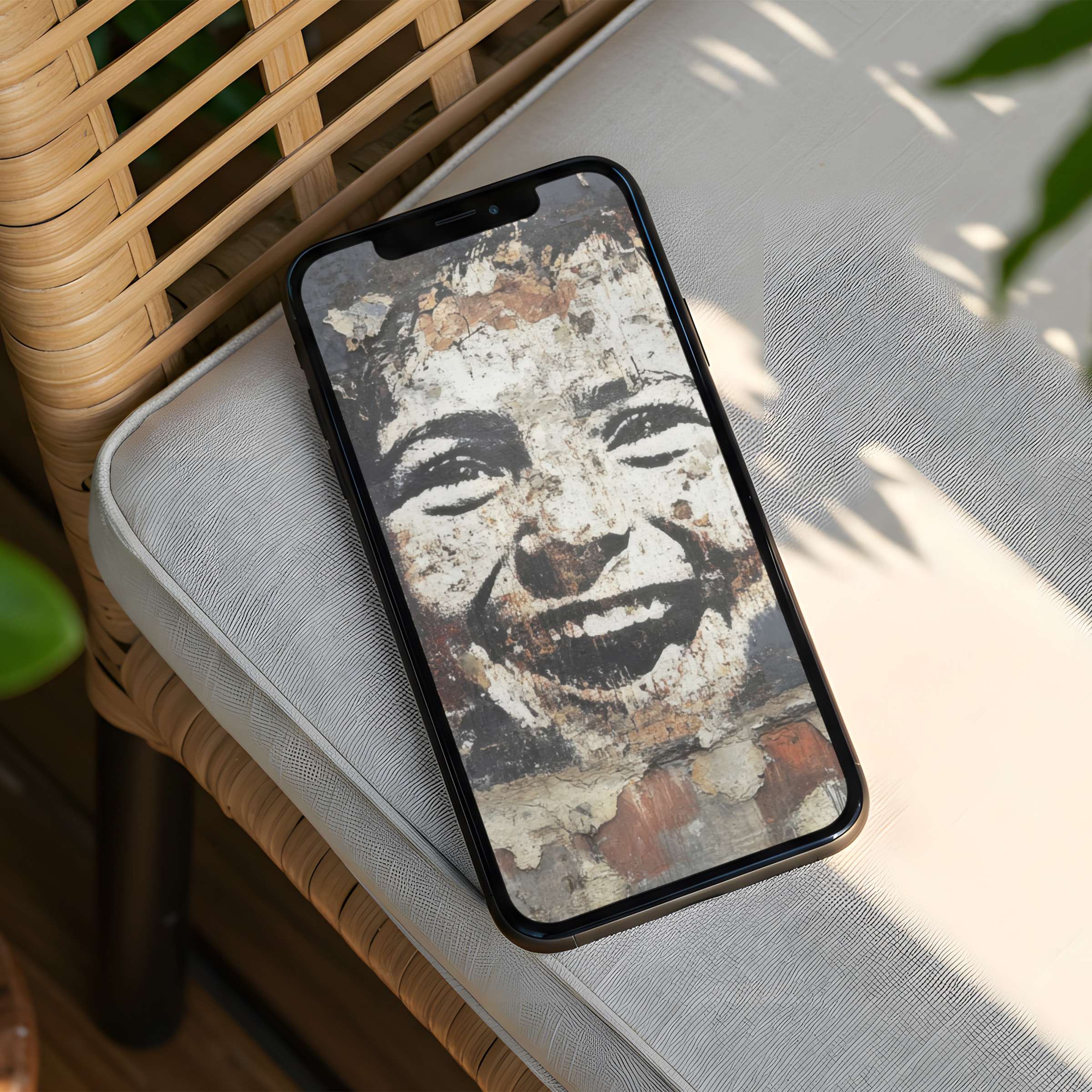 Elegant iPhone background featuring a textured rustic mural for an instant download offering calm and inspiration to your phone