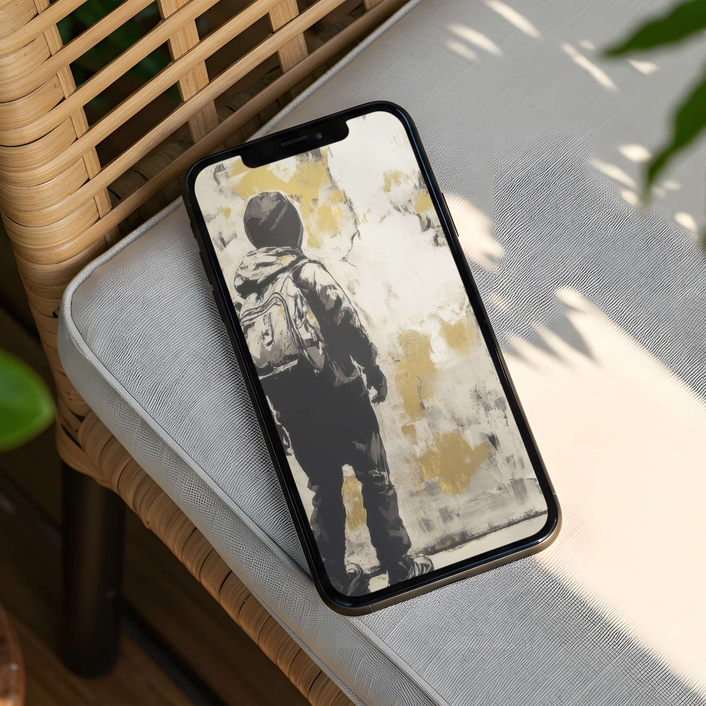 Inspire calm with this textured gray and gold abstract iPhone background for instant download on any phone, embracing elegance