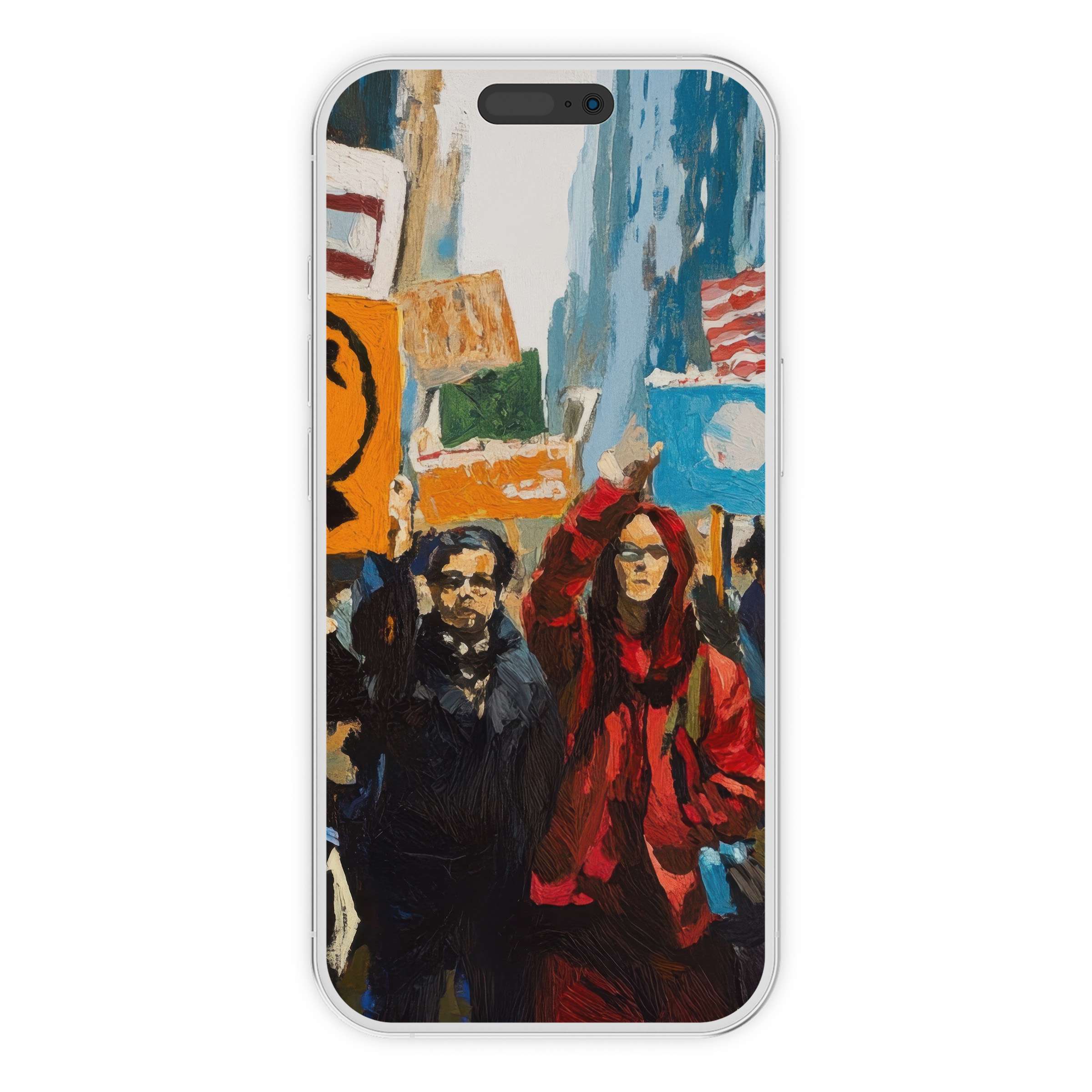 Vibrant street art iPhone wallpaper with bold colors and textured style digital download for a calming phone background