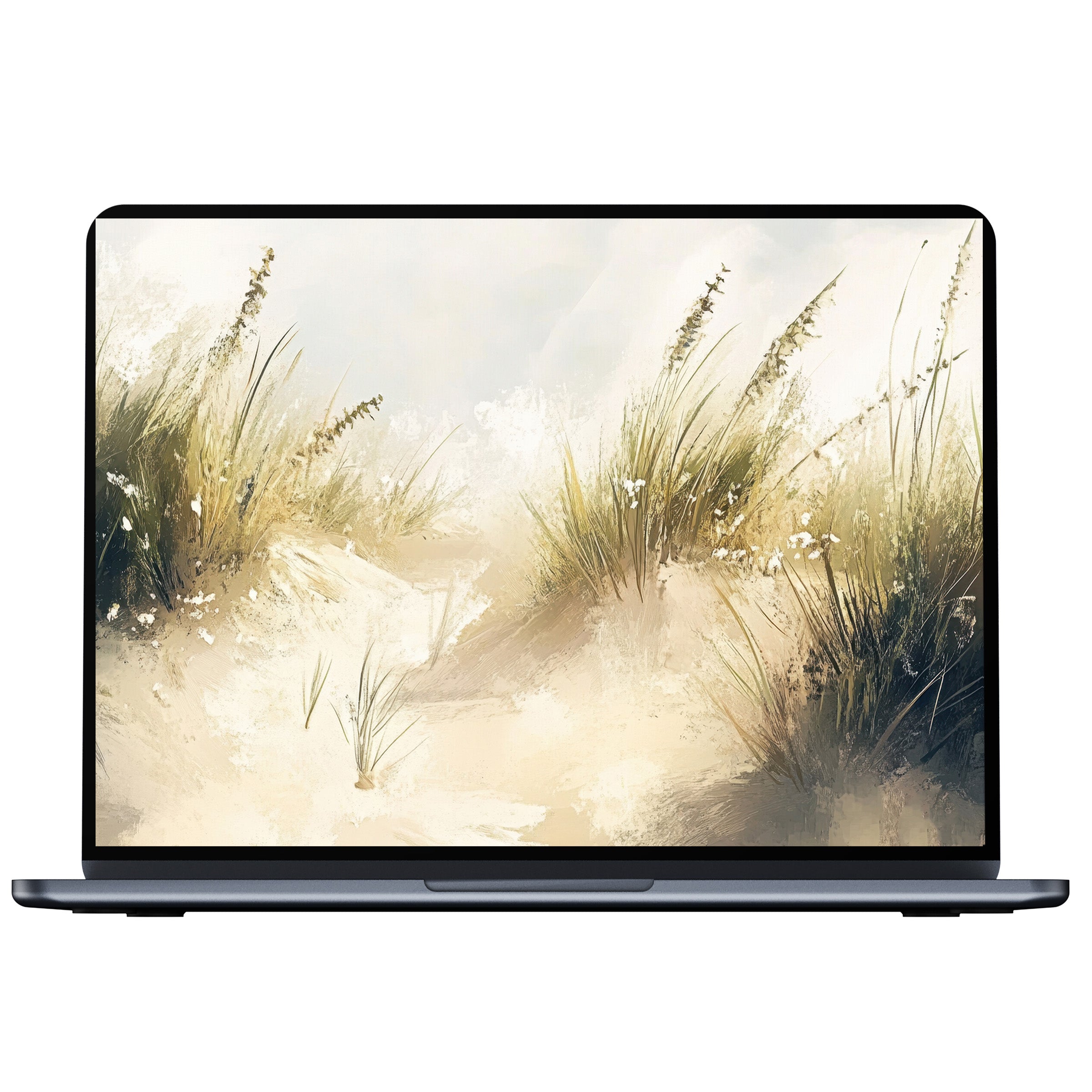 Elegant summer desktop wallpaper features serene sand dunes and grasses in soft pastels for PC and laptop digital download
