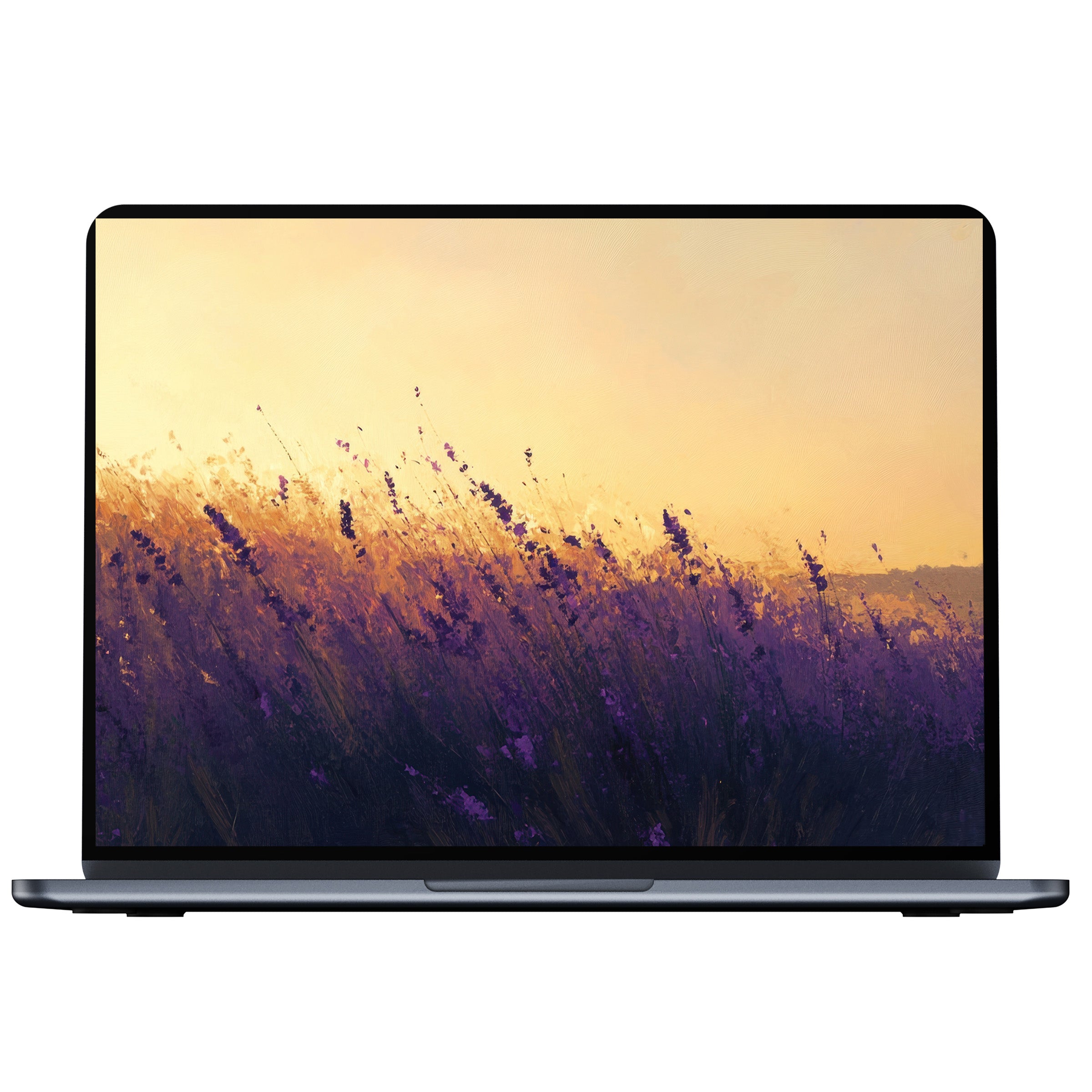 Summer desktop wallpaper digital download with warm sunset and lavender field, ideal for PC, Laptop, and Mac inspiring calm elegance