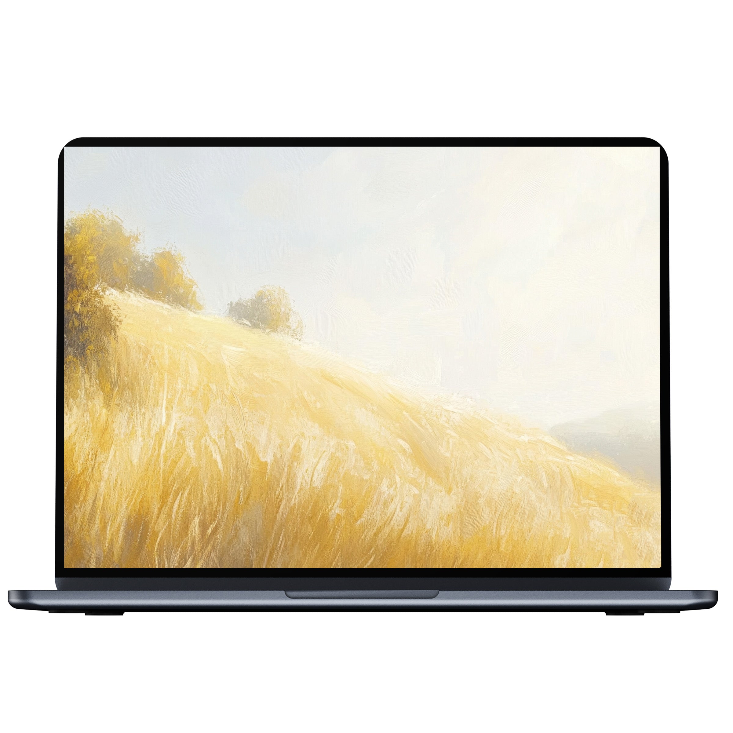 Serene summer desktop wallpaper with golden fields and soft skies digital download for PC, Laptop, or Mac enhancing elegance