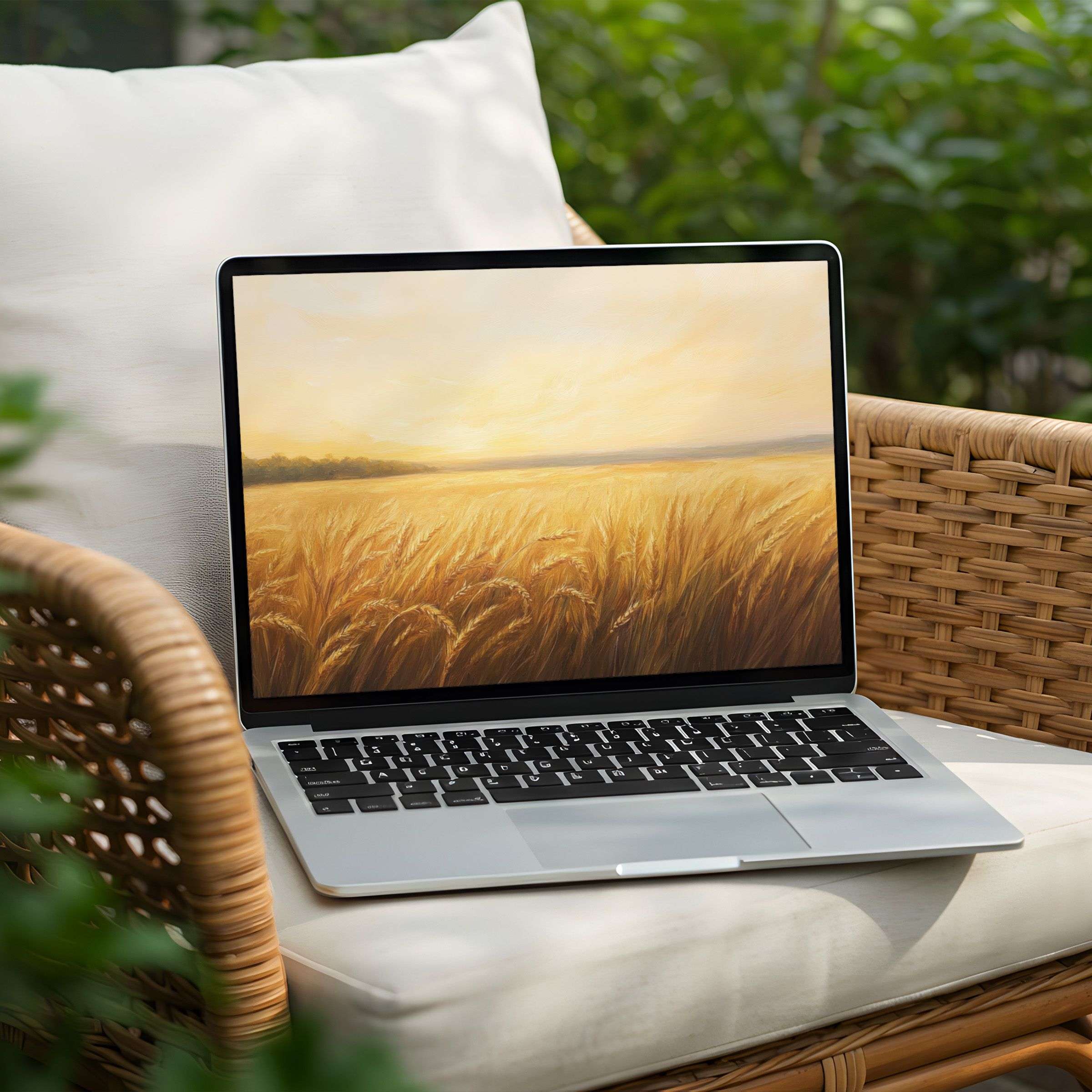 Serene wheat field desktop background for PC or Laptop offers instant download, providing calm elegance and artistic inspiration