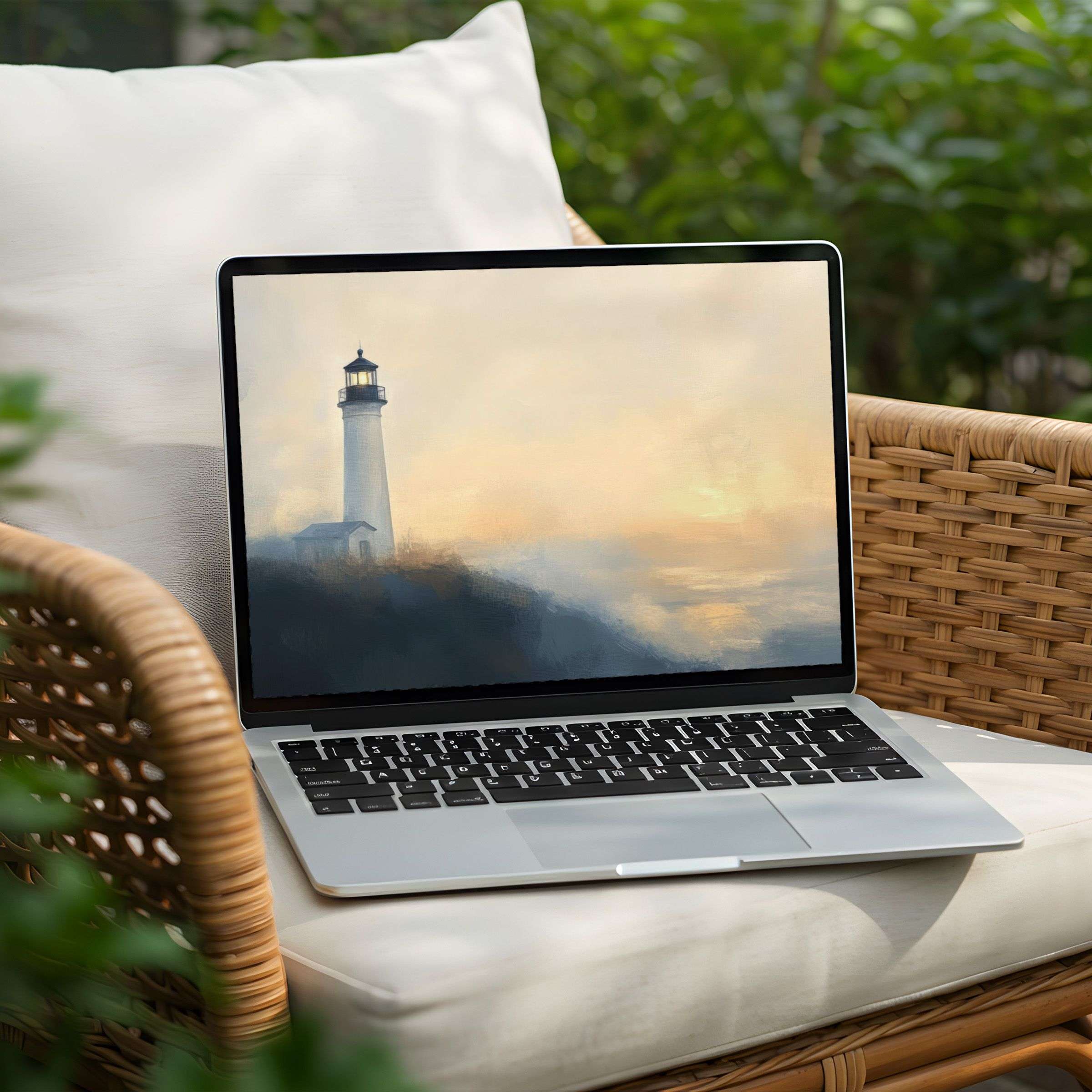 Elegant lighthouse desktop background for PC or Laptop instant download brings calm inspiration to your digital space