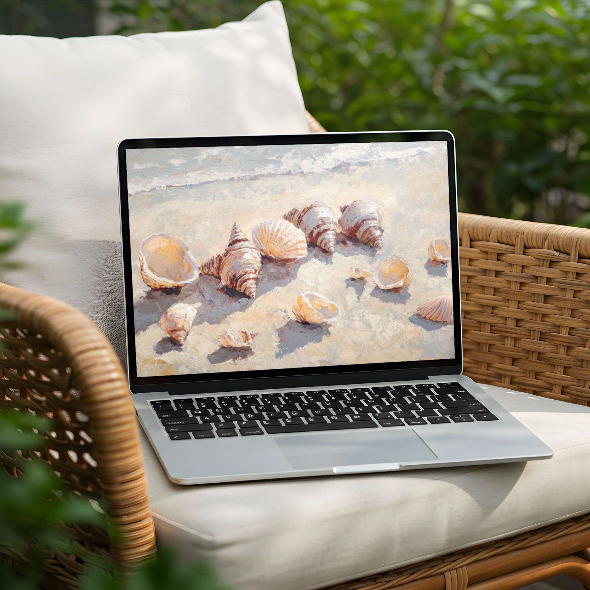 Elegant seashell desktop background for PC and Laptop offers instant download with calming, artistic inspiration and mindful aesthetics