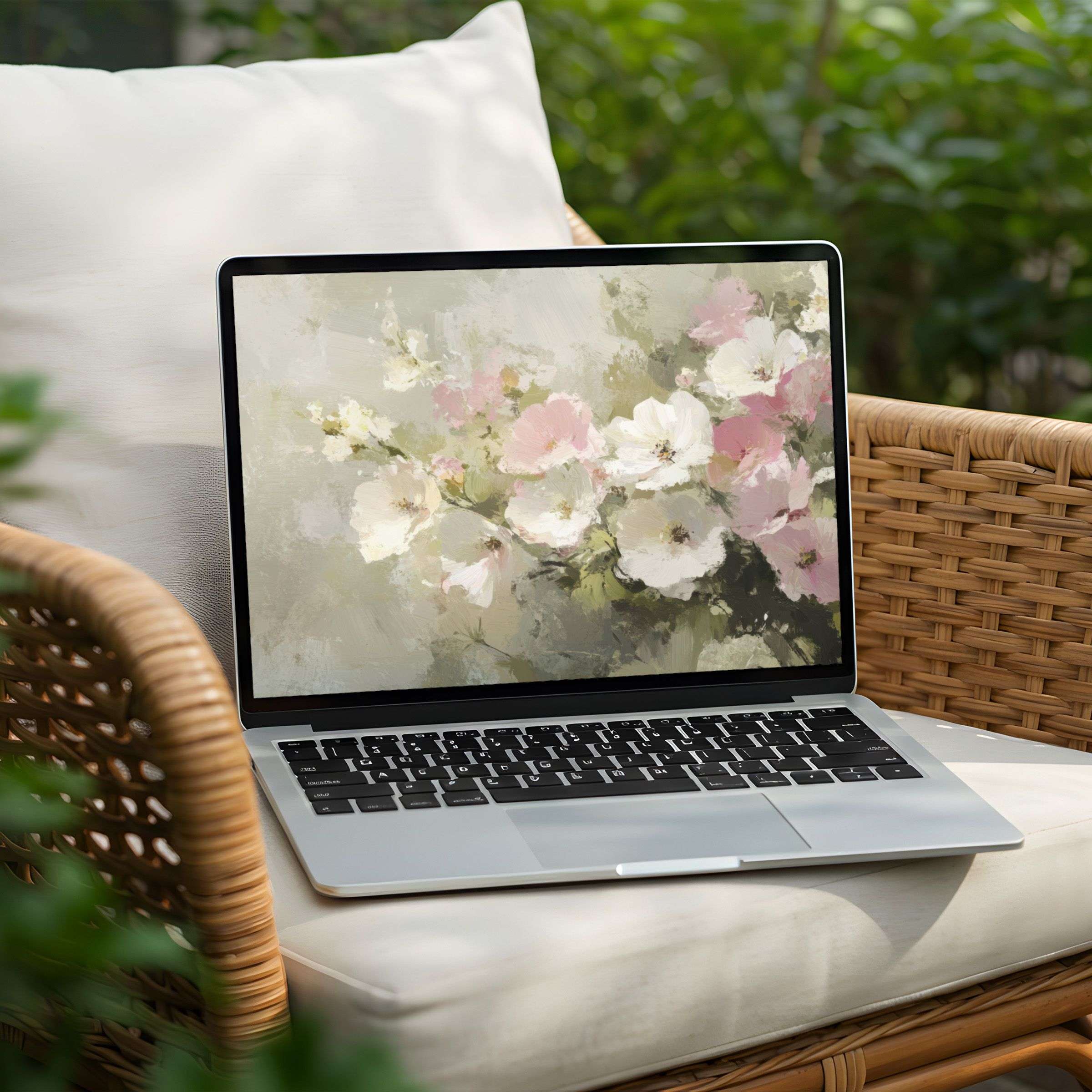 Elegant floral desktop background for PC and Laptop, creating a calm, inspiring ambiance, available as an instant download