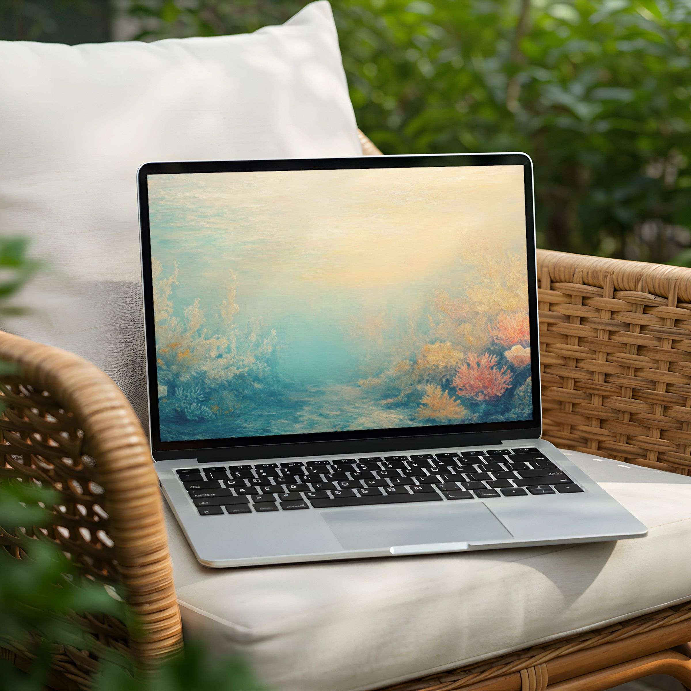 Serene pastel seascape desktop background for PC and Laptop instant download inspiring calm and elegance for your workspace