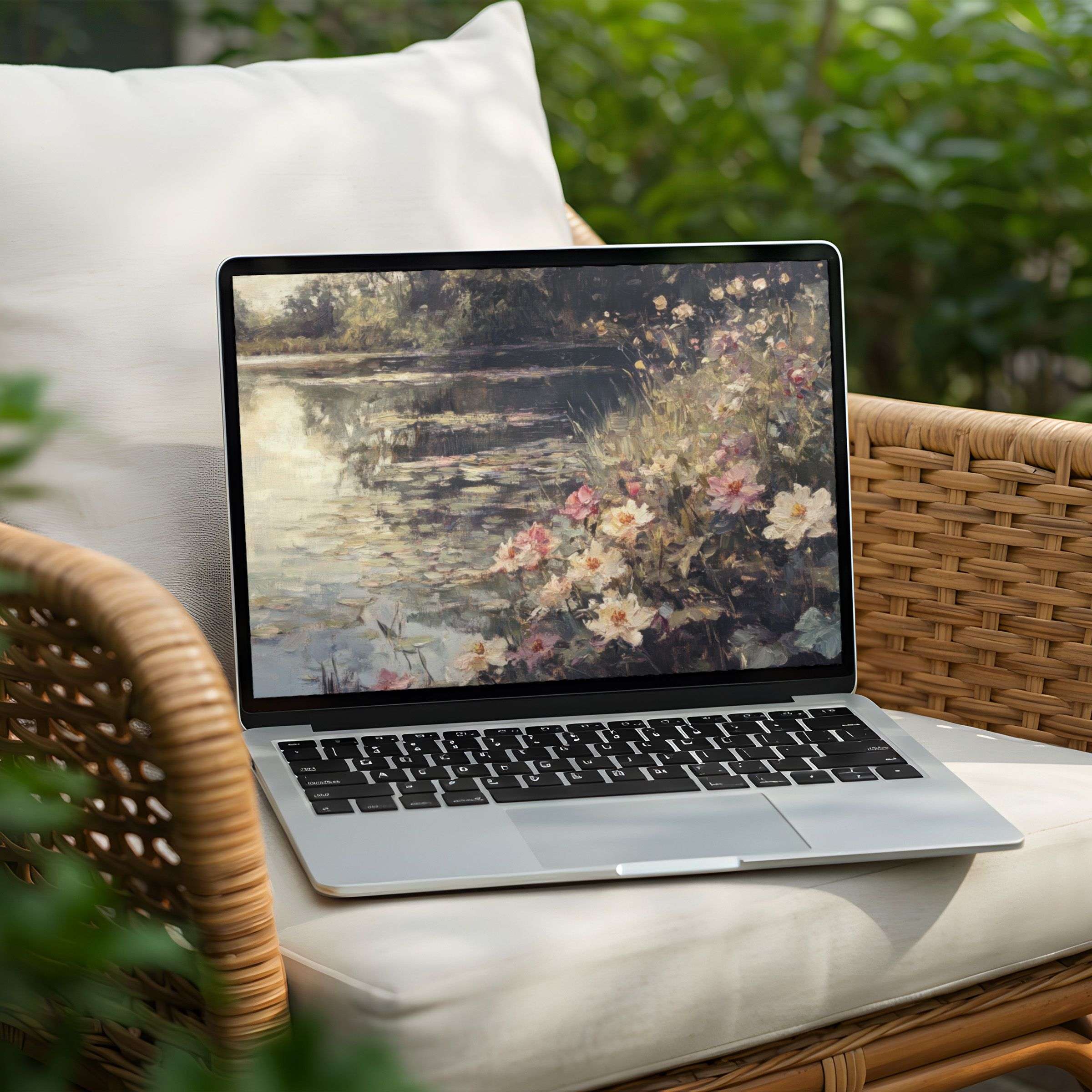 Elegant floral digital art for your PC or Laptop desktop background offers calming inspiration and instant download tranquility