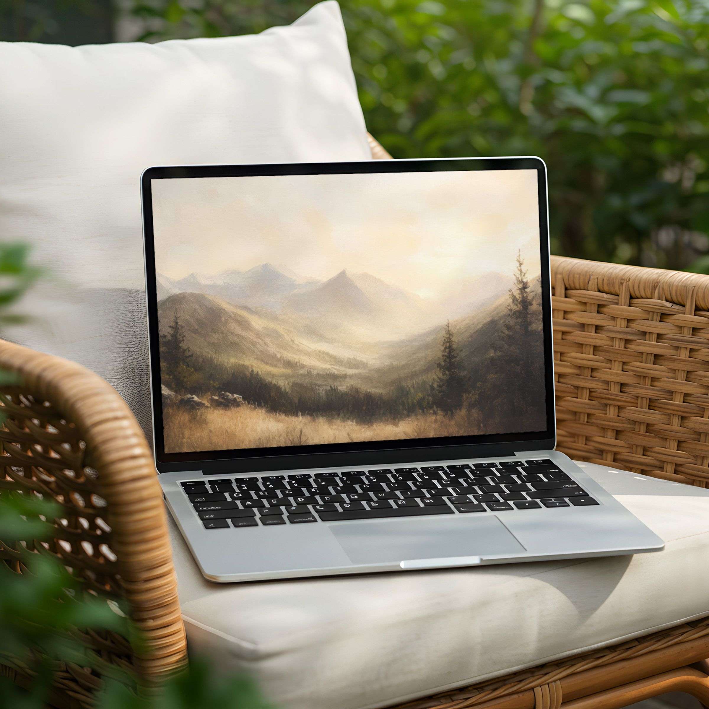 Elegant mountain landscape desktop background for PC or Laptop, instant download to inspire calm and mindfulness in your space