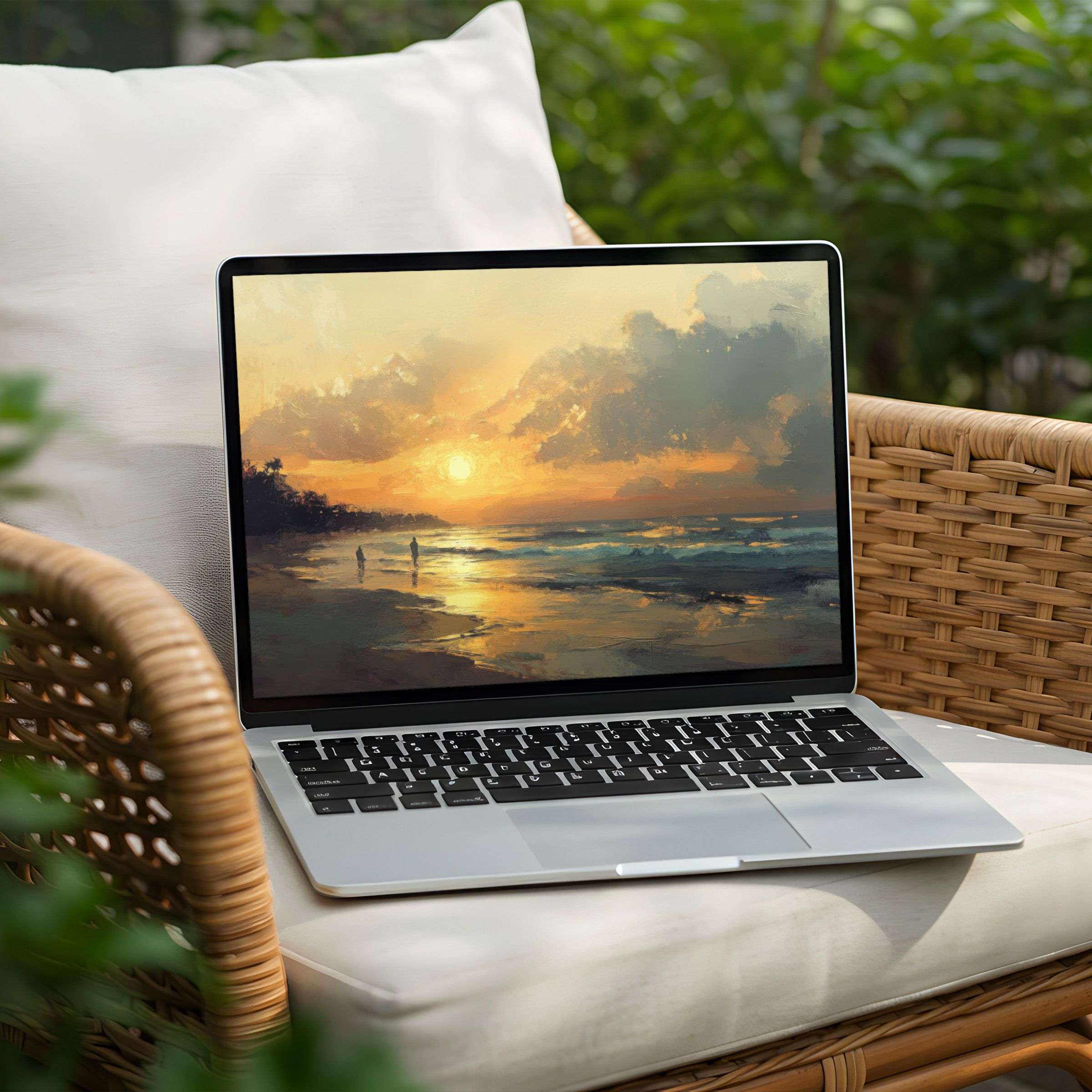 Elegant sunset digital art for desktop background inspires calm and mindfulness on your PC or Laptop instant download available