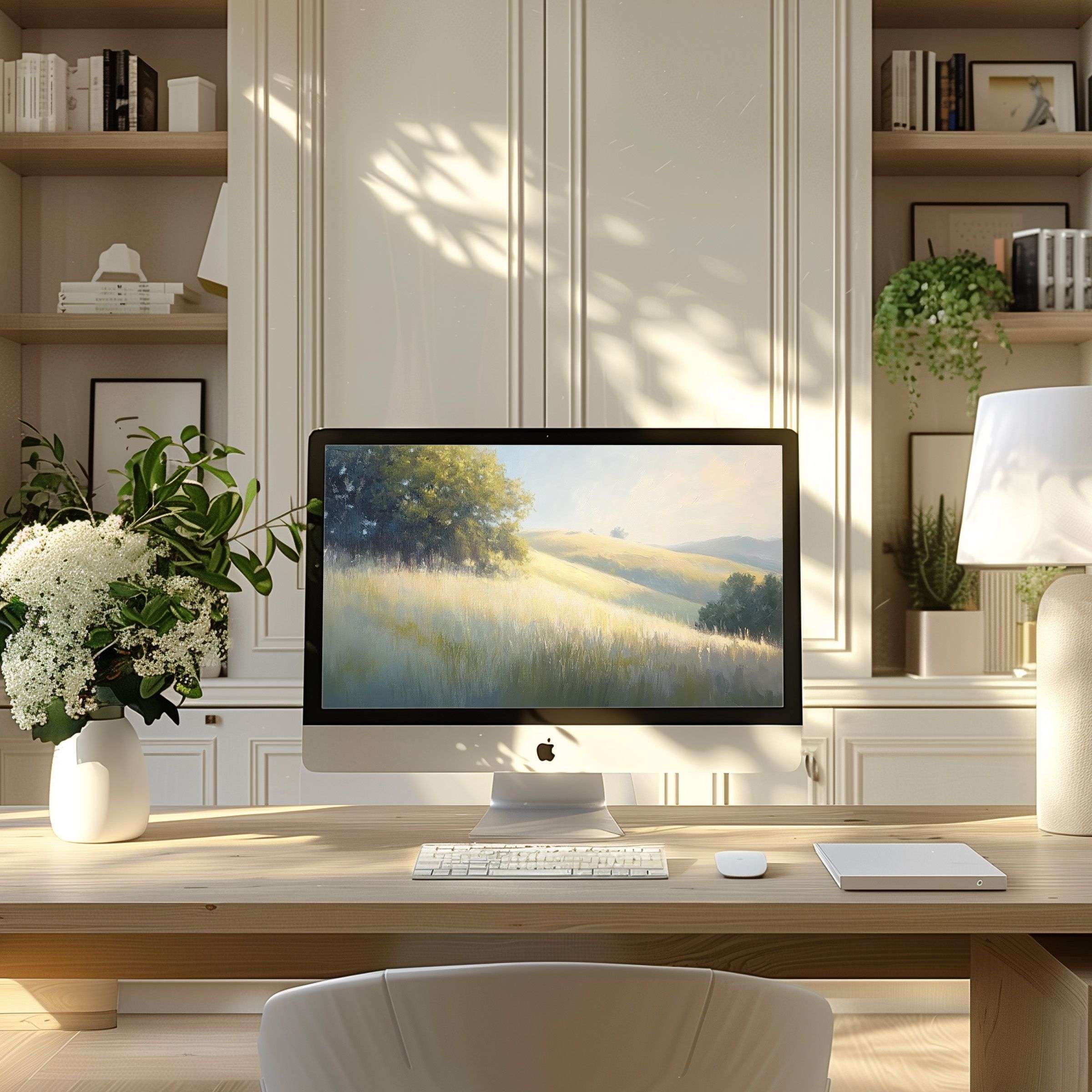Inspiring wallpaper for computer brings serene elegance to your PC or laptop, enhancing modern home office aesthetics effortlessly