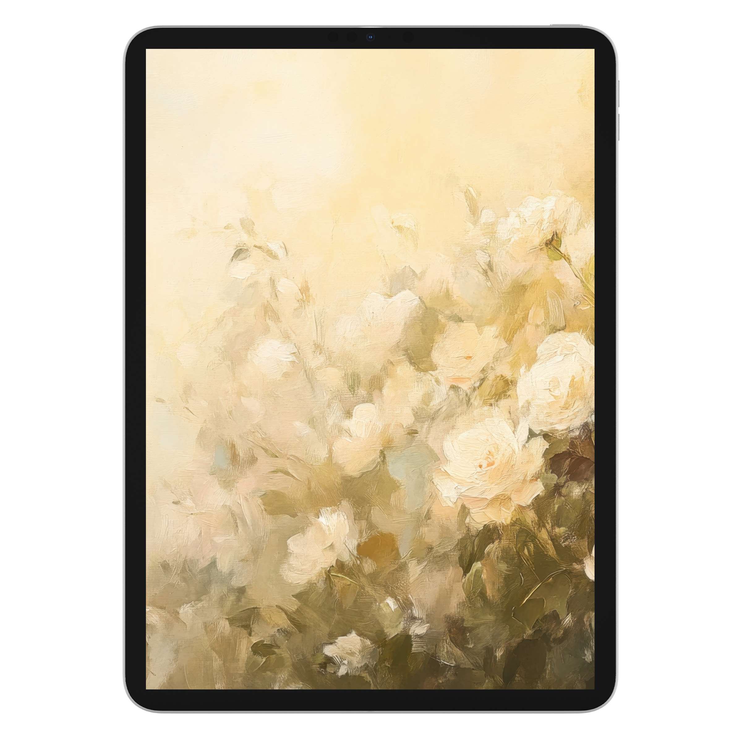 Elegant summer iPad wallpaper featuring soft yellow floral art creates a serene tablet background for digital download lovers