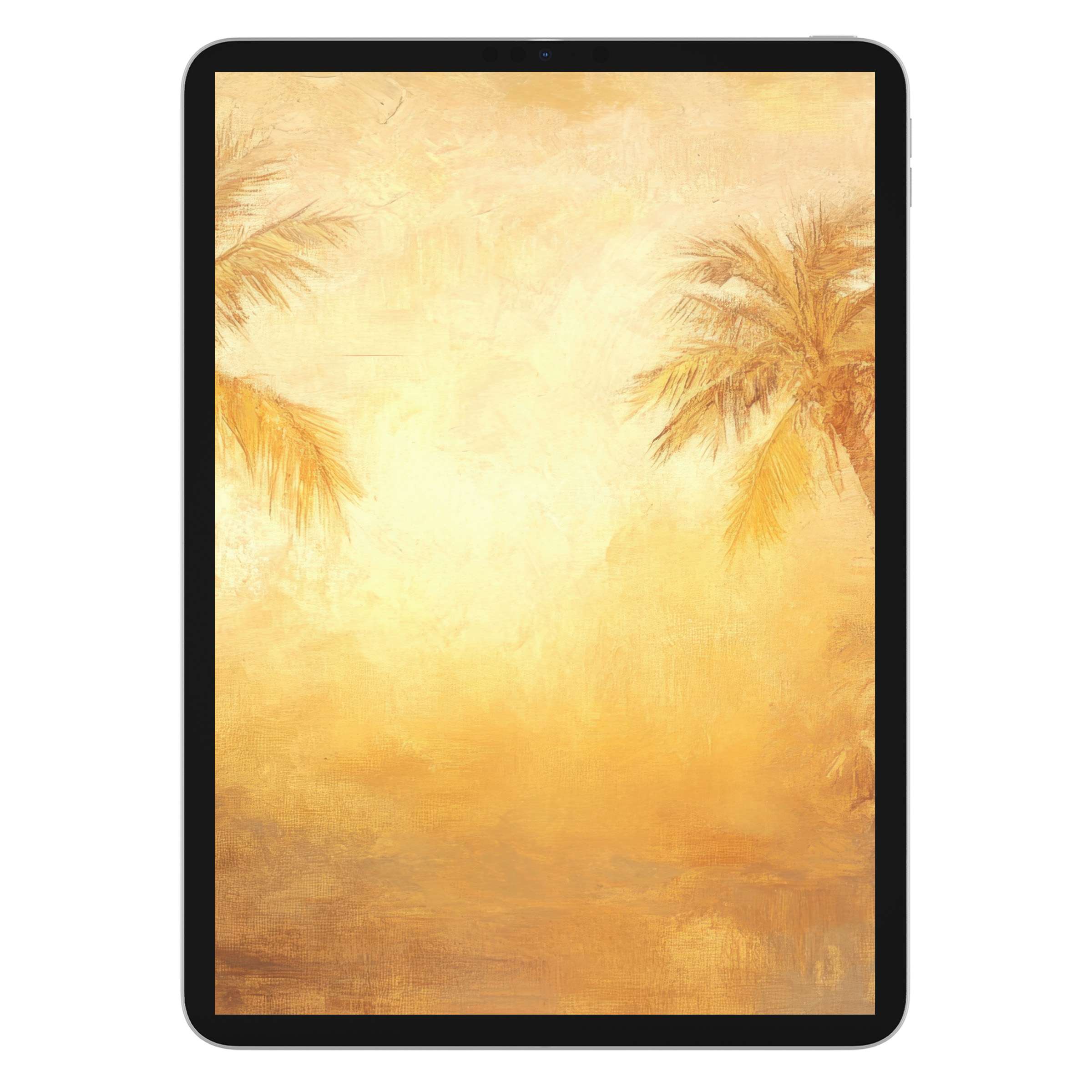 Sunny abstract digital download of summer iPad wallpaper with golden palm textures perfect for tablet background on all devices