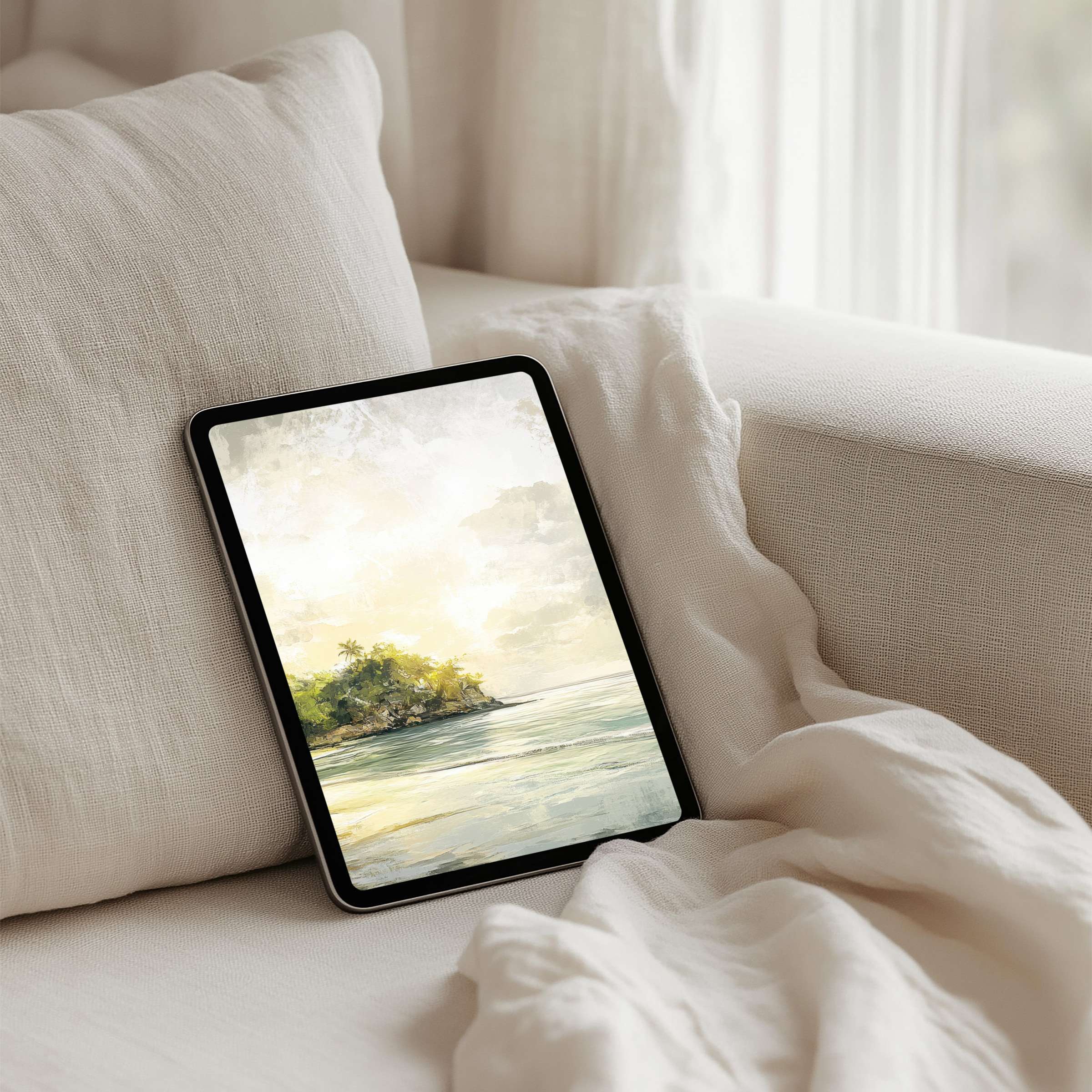 Serene landscape iPad background for instant download on any tablet creating a calm elegant space with artistic tranquility