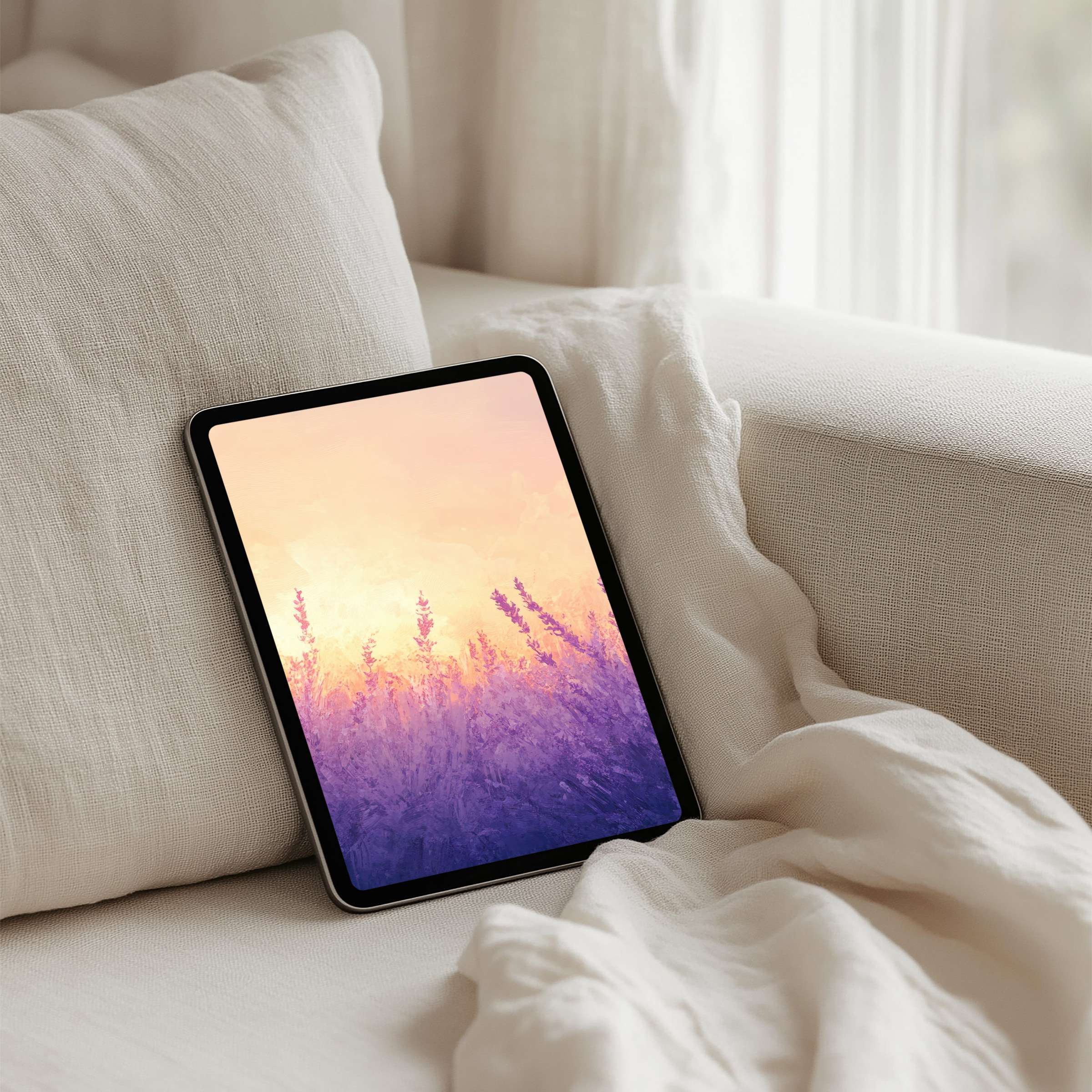 Elegant lavender fields art as your iPad background evokes calm and inspiration instant download for any tablet setting