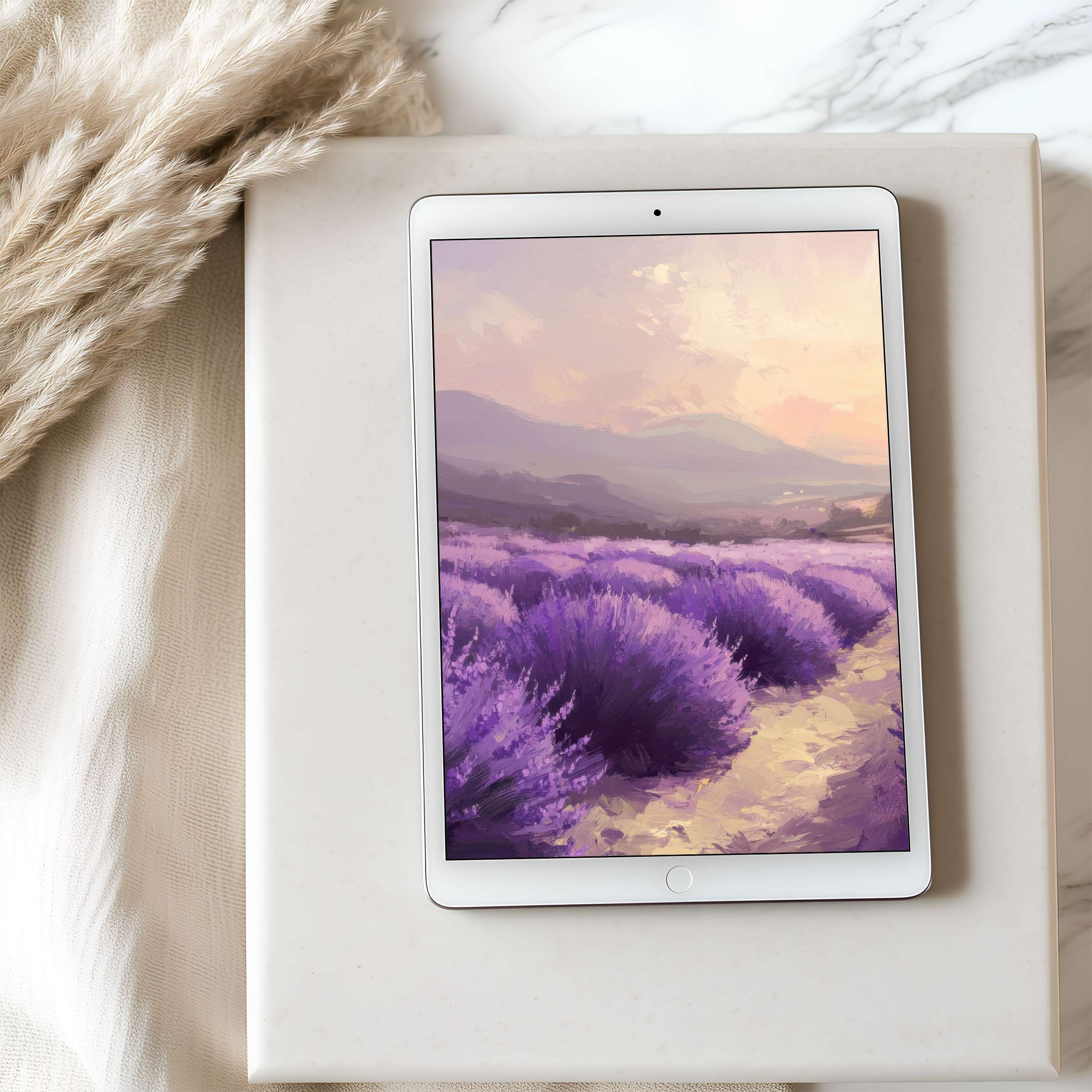 Elegant lavender fields tablet wallpaper for iPad offers serene beauty in high resolution digital download with calming hues