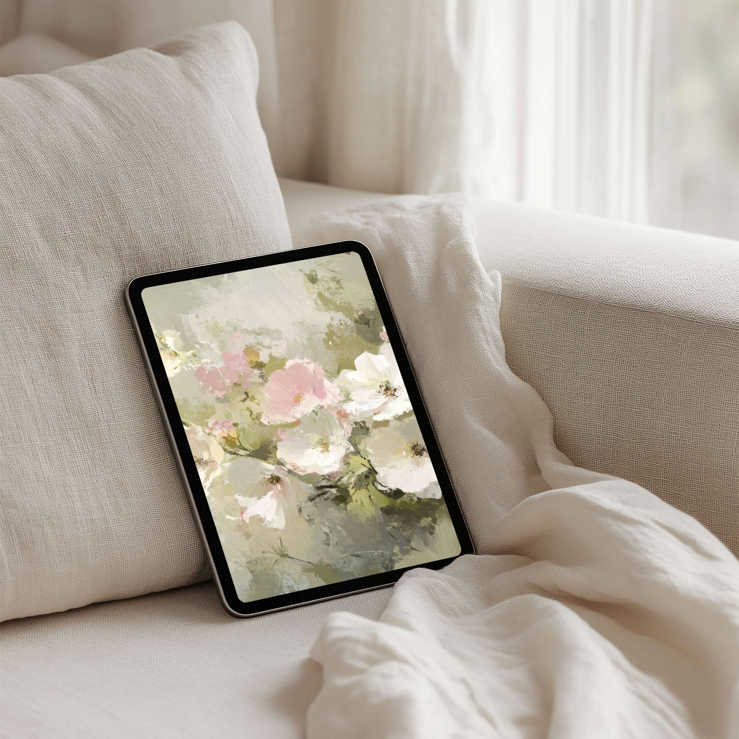 Elegant floral iPad background for instant download brings calm, inspiring art to your tablet's daily display, enhancing mindfulness