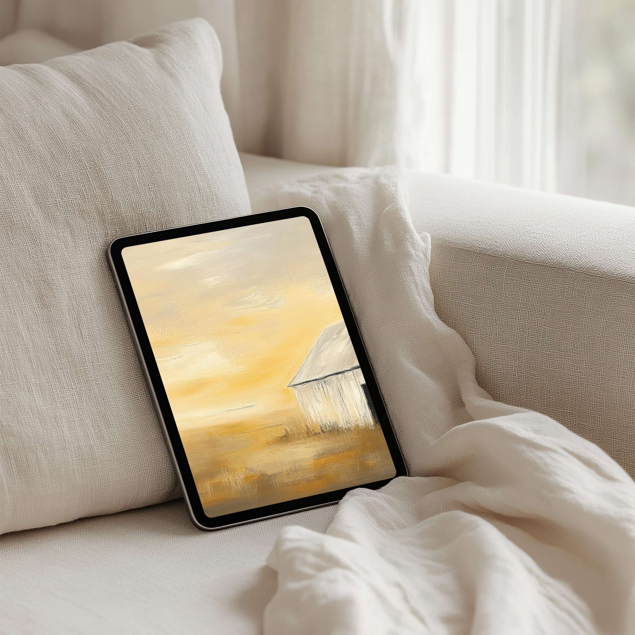 Serene abstract art in warm hues as iPad background for instant download creating elegance on any tablet for mindful moments