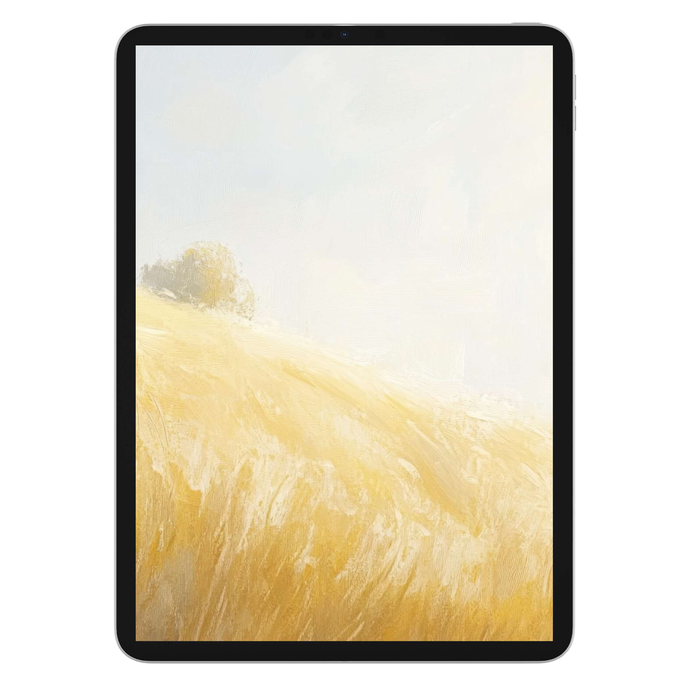 Summer iPad wallpaper featuring a serene golden field painting, ideal tablet background for Samsung or Android, digital download included