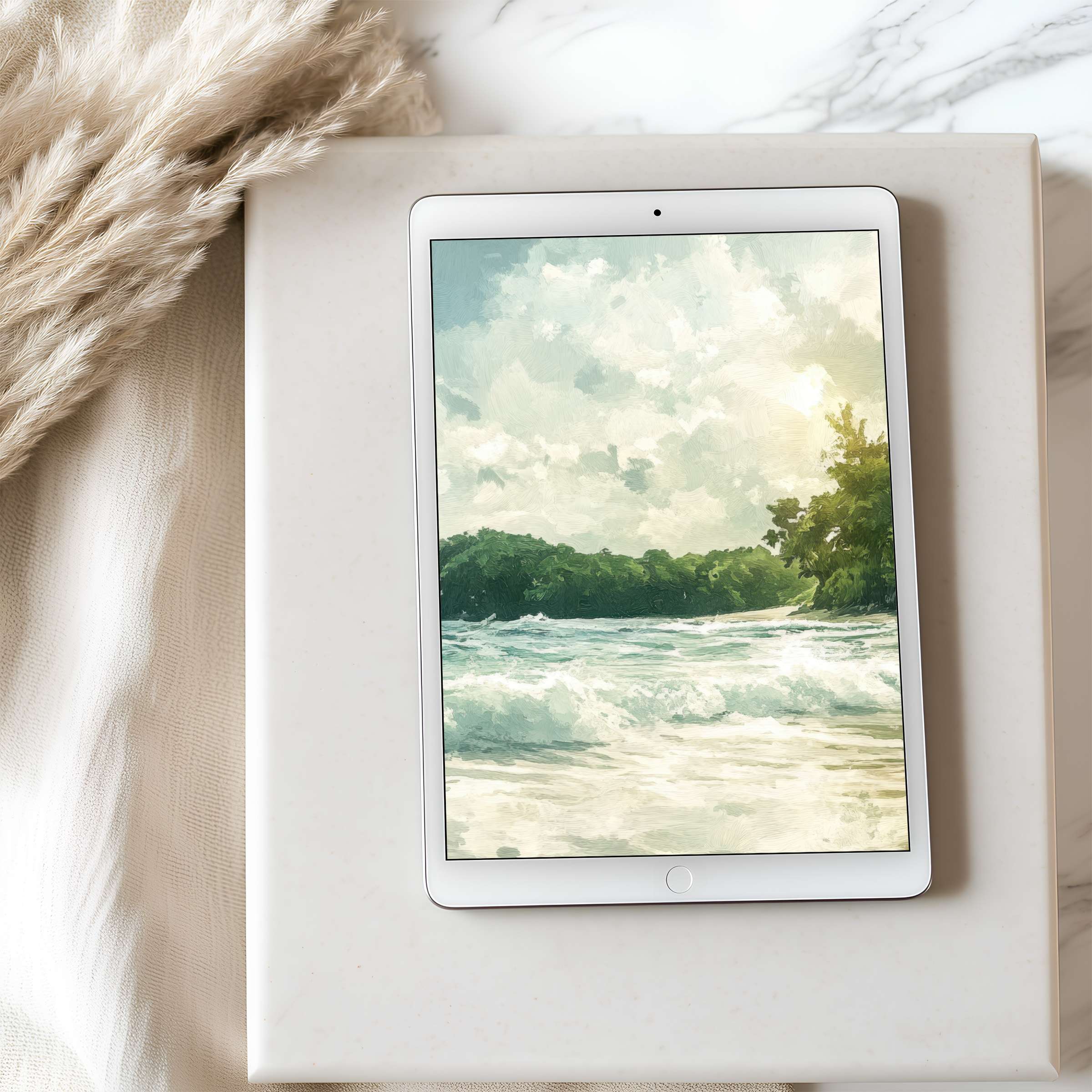 Elegant tablet wallpaper with serene landscape art in high resolution enhances any iPad or Android device for a tranquil vibe