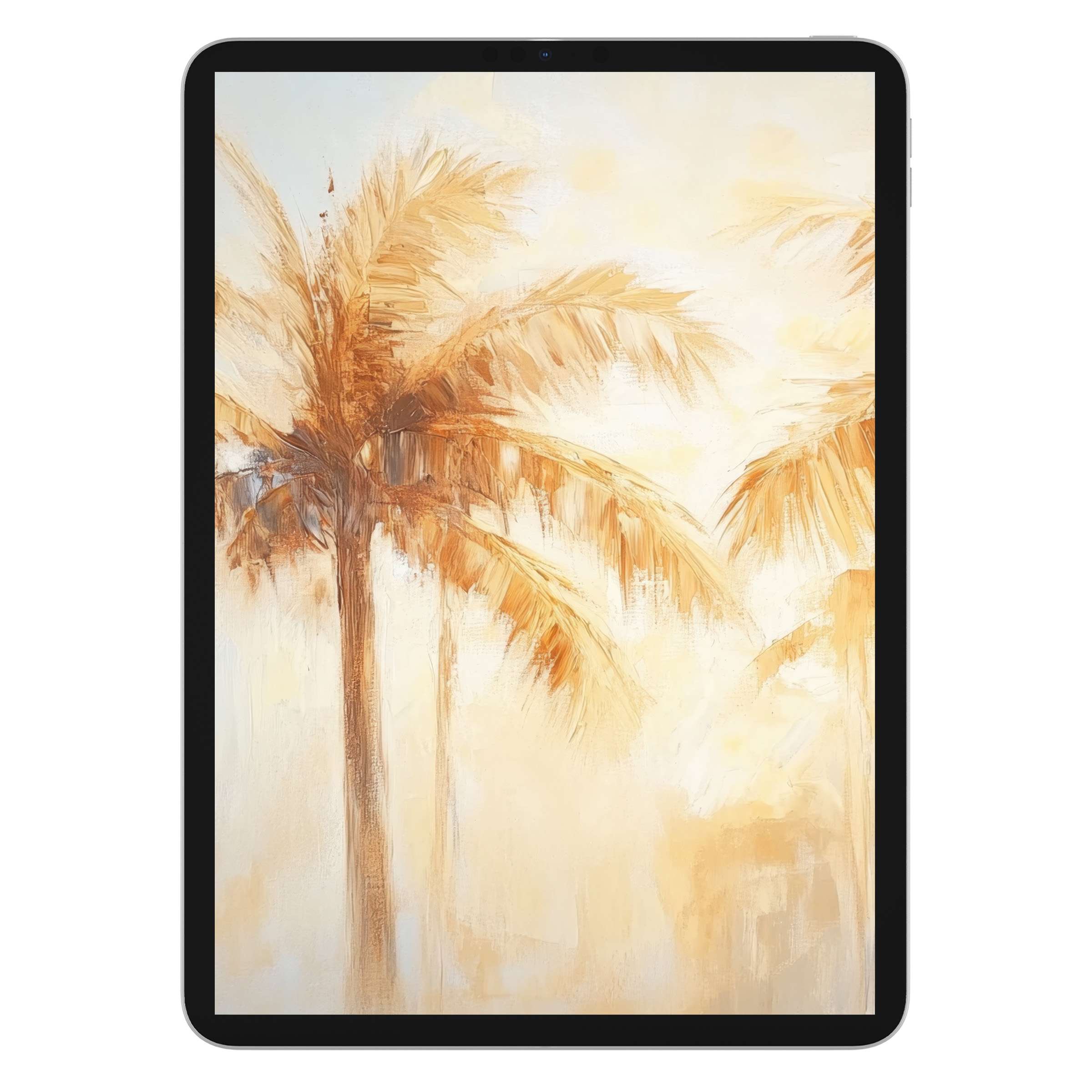 Elegant summer iPad wallpaper featuring watercolor palm trees creates a serene digital download background for any tablet device