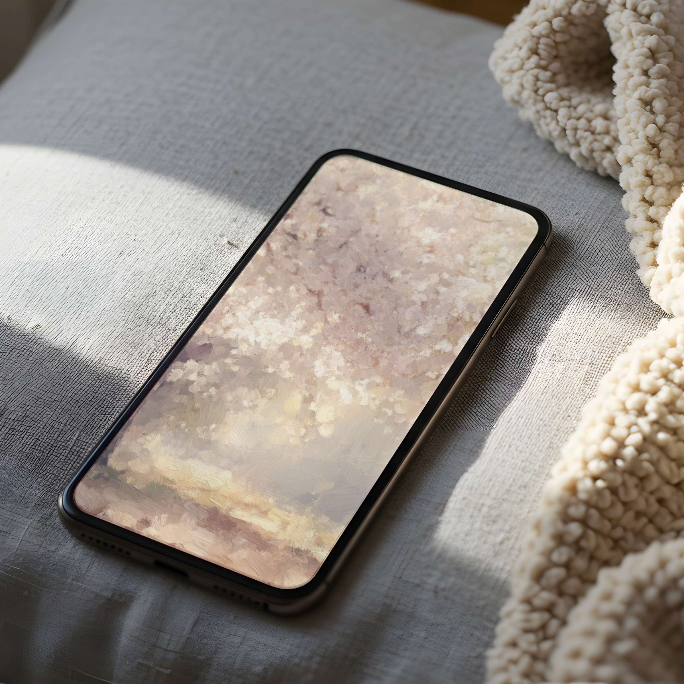 Elegant phone wallpaper features soft pastel abstracts, perfect for high resolution digital downloads on iPhone and Android phones