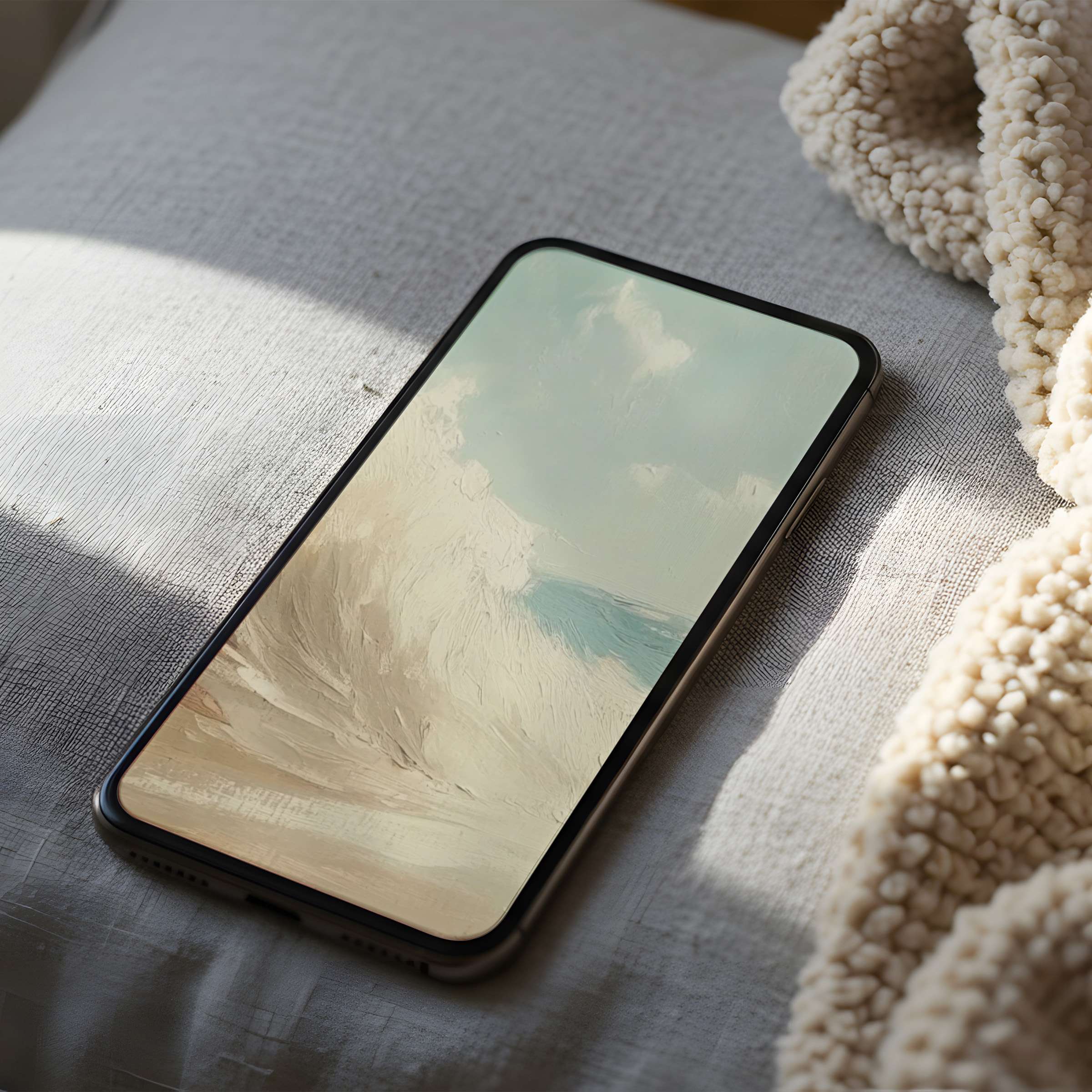 Elegant phone wallpaper with soft pastel abstract landscape, ideal for iPhone and android high resolution digital download